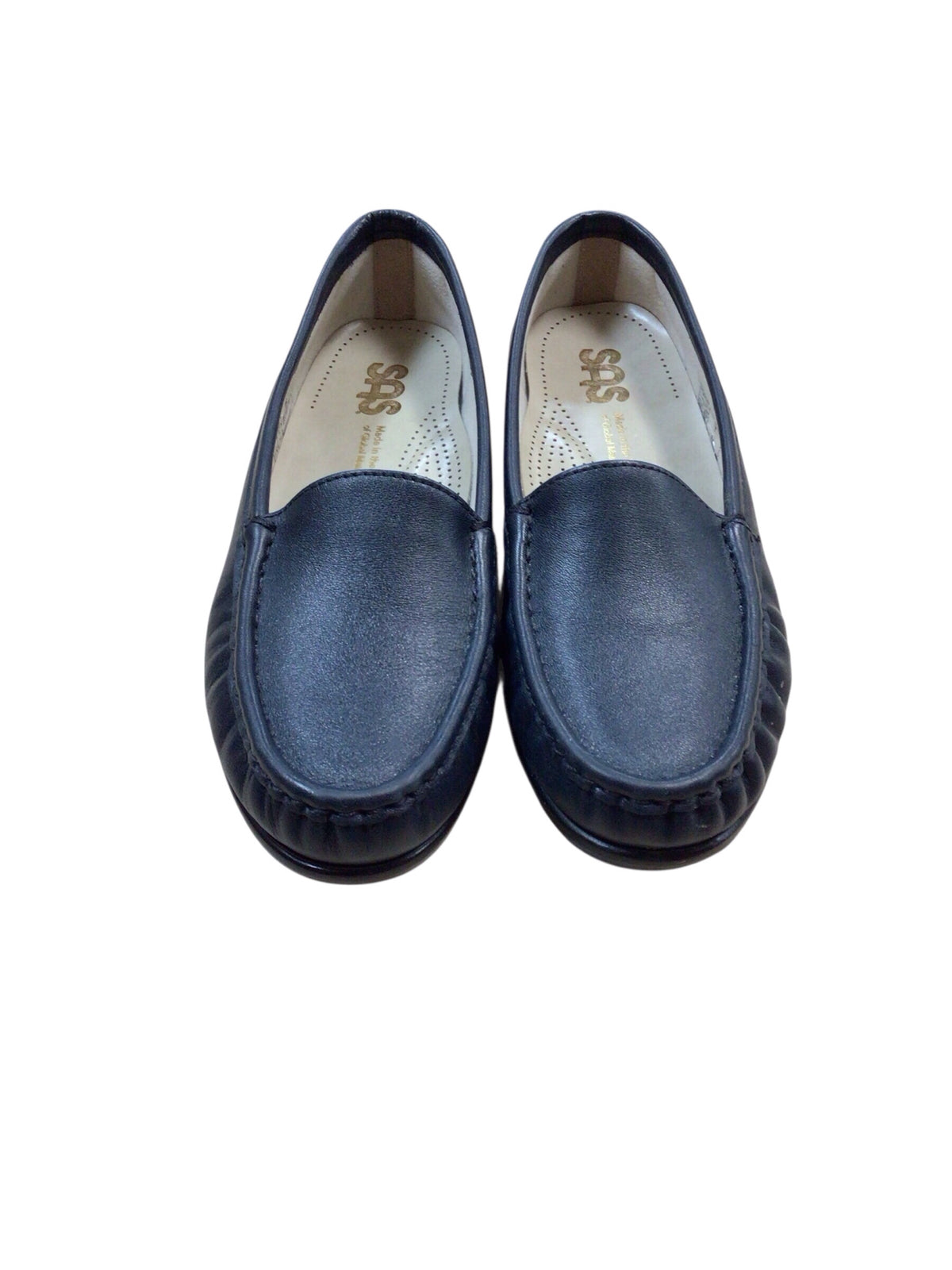 SAS "Simplify Every Day" Navy Leather Moccasin Loafer Size 7 N