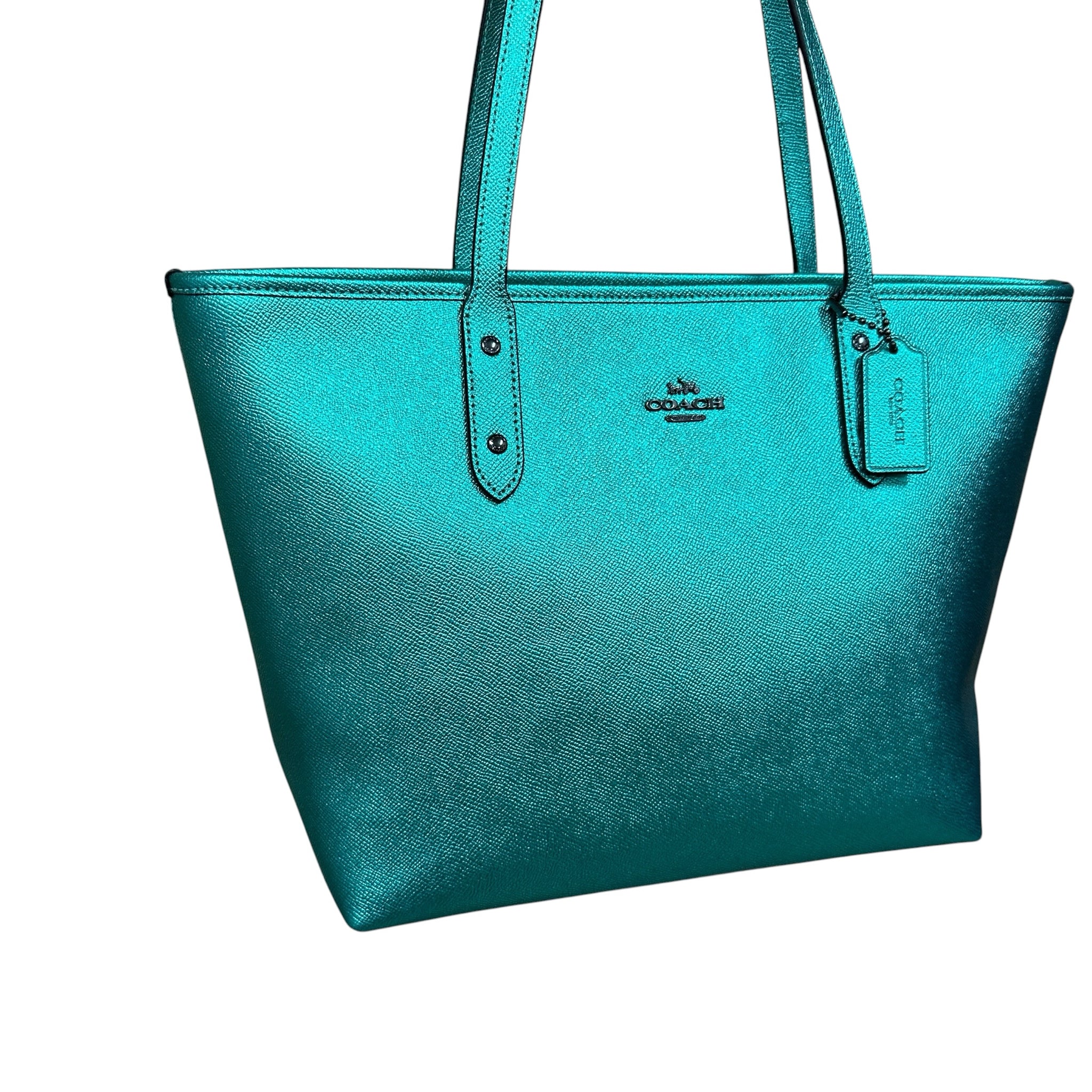 Coach 16224 Metallic Sea Green City Tote Bag