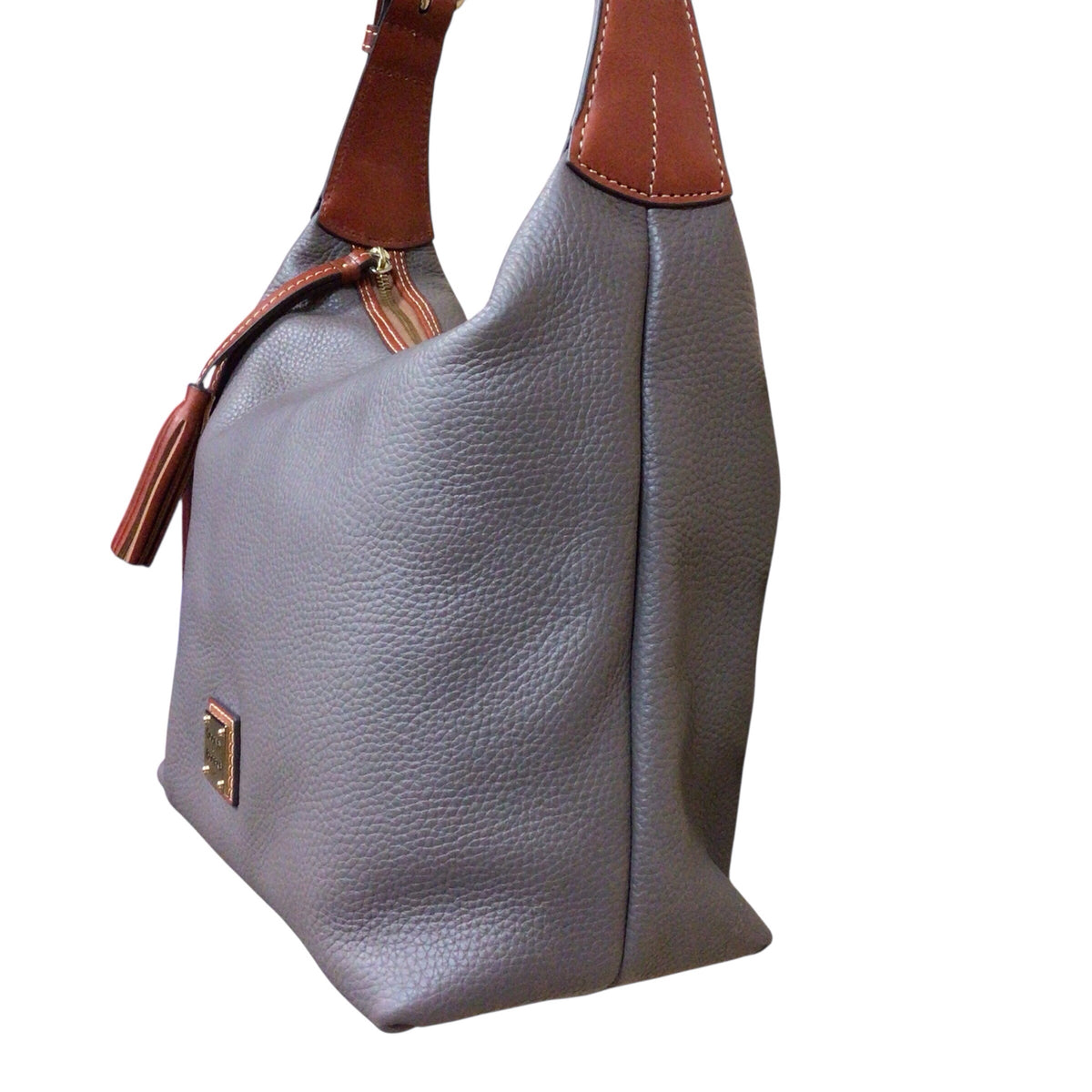 Dooney & Bourke Taupe Pebbled Leather "Paige" Hobo Shoulder Bag
