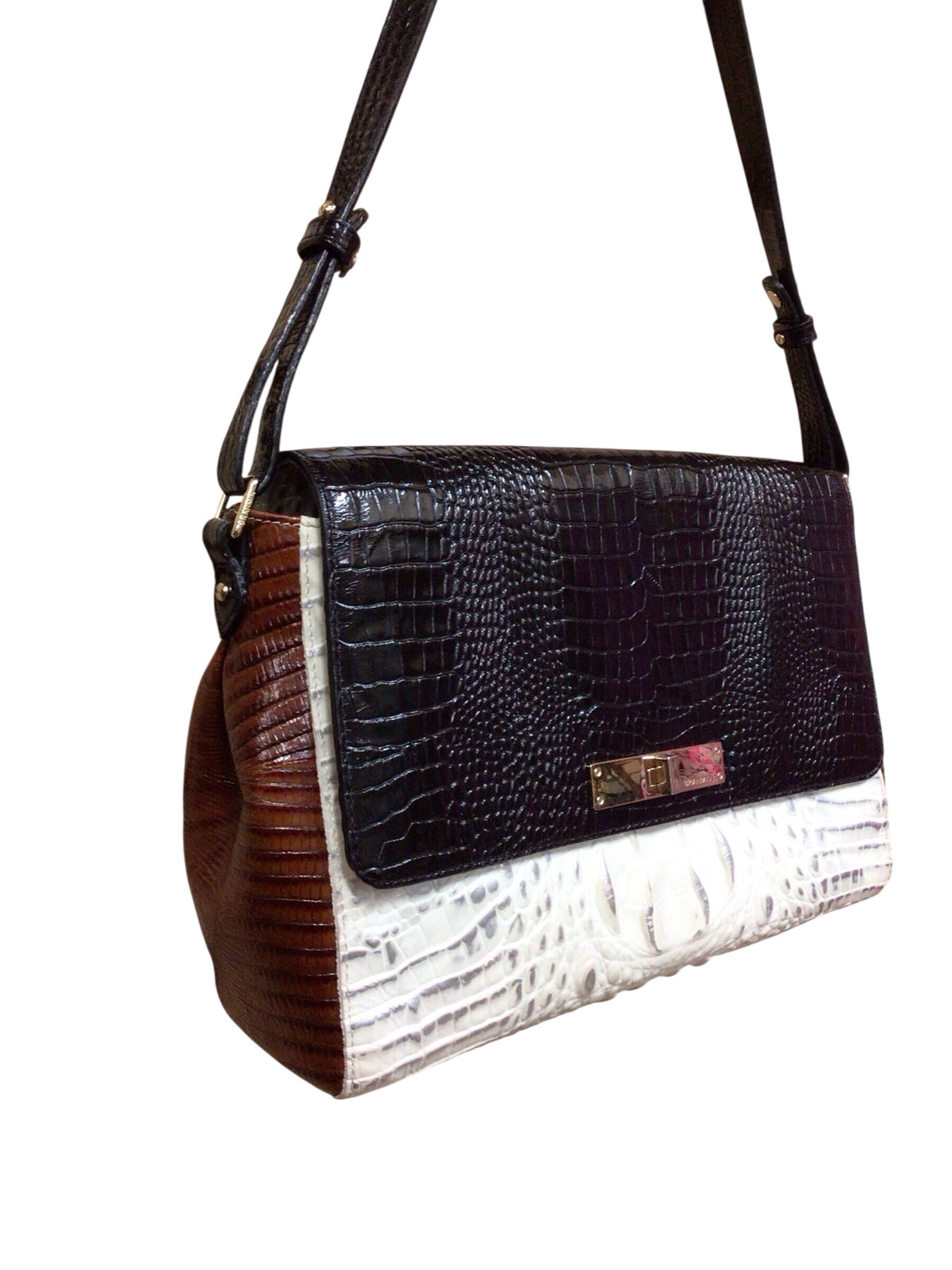 Brahmin "Thea" Croc-Embossed "Halo Amado" Leather Shoulder Bag