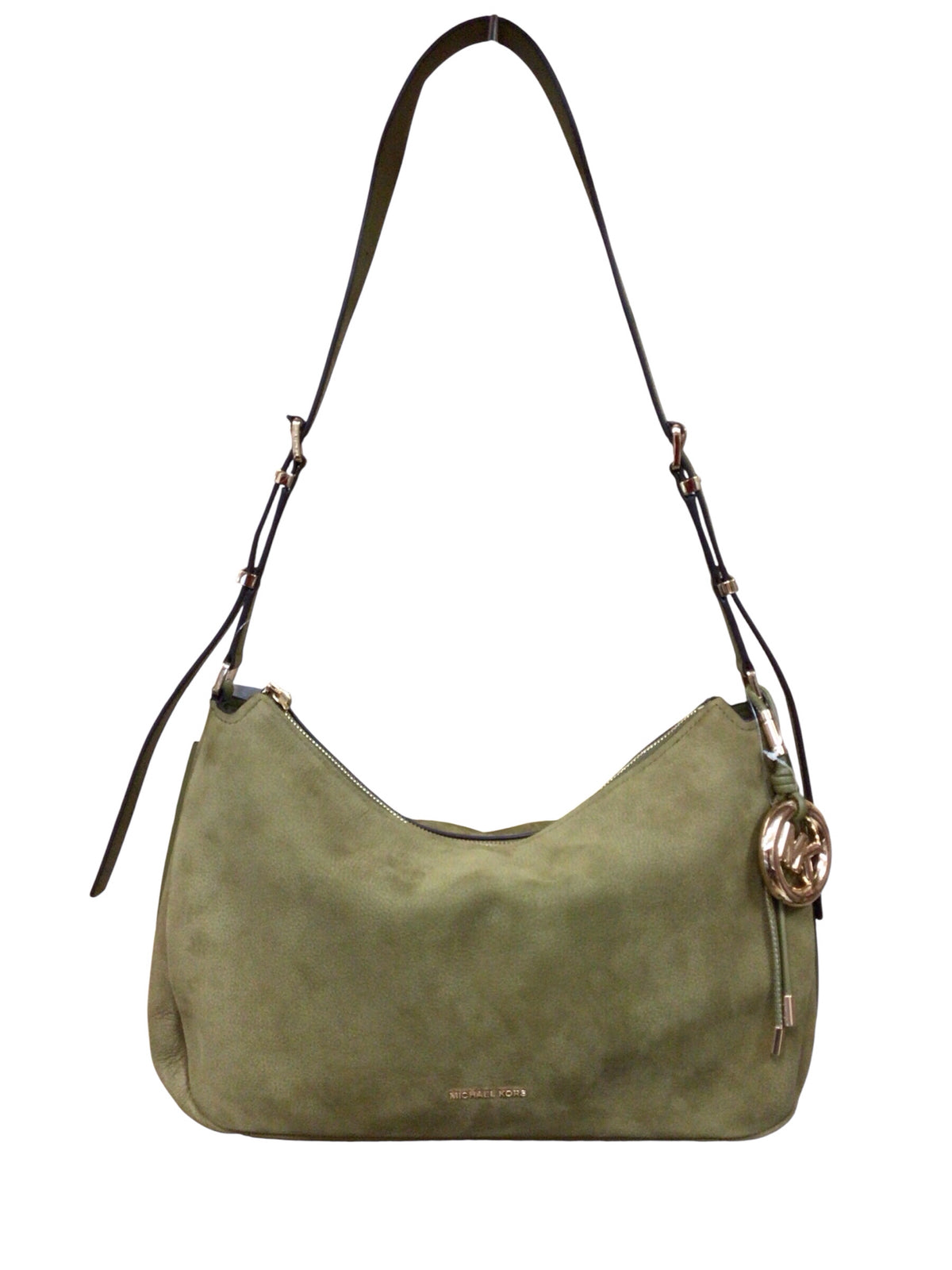 Michael Kors Green "Nolita" Nubuck Convertible Leather Trim Shoulder Bag