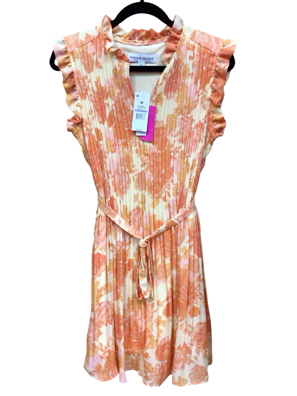 Emma & Michele Orange Blossom Short Sleeve Dress Size Medium NWT