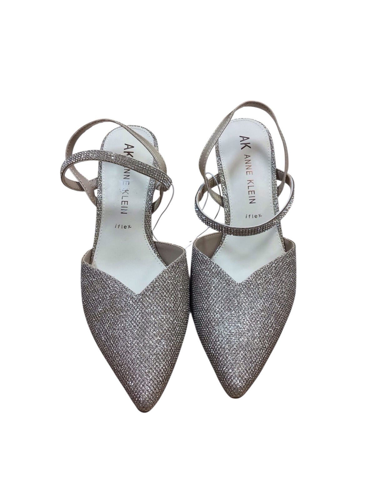 Anne Klein "AKFancy" iflex Platinum Rhinestone Slingback Heels Size 9.5