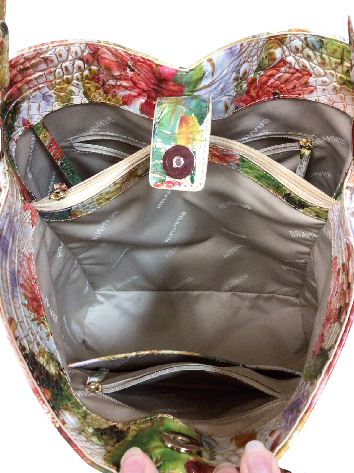 Brahmin "Celina" Succulent Bloom Melbourne Leather Shoulder Bag