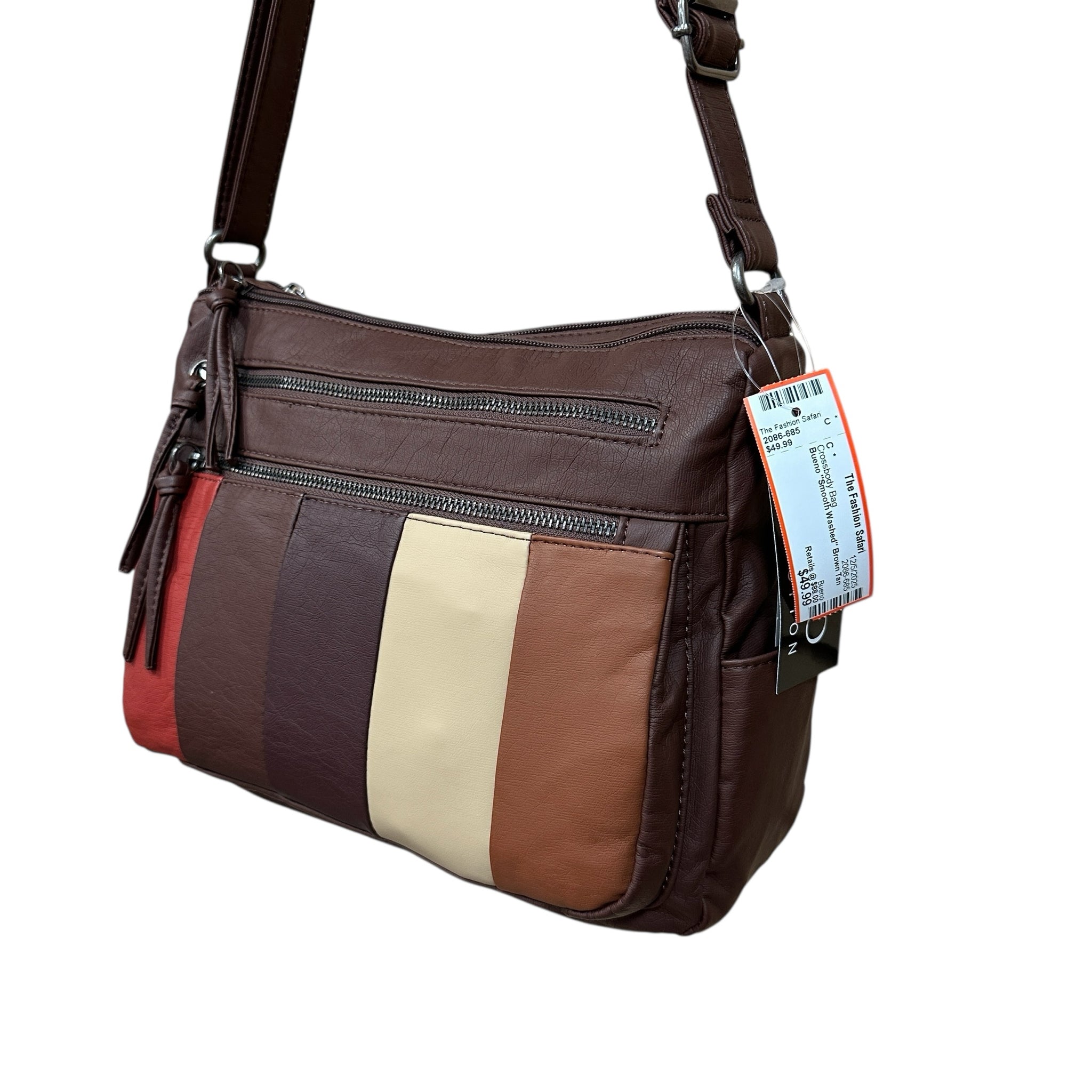 Bueno "Smooth Washed" Brown Tan Crossbody Bag