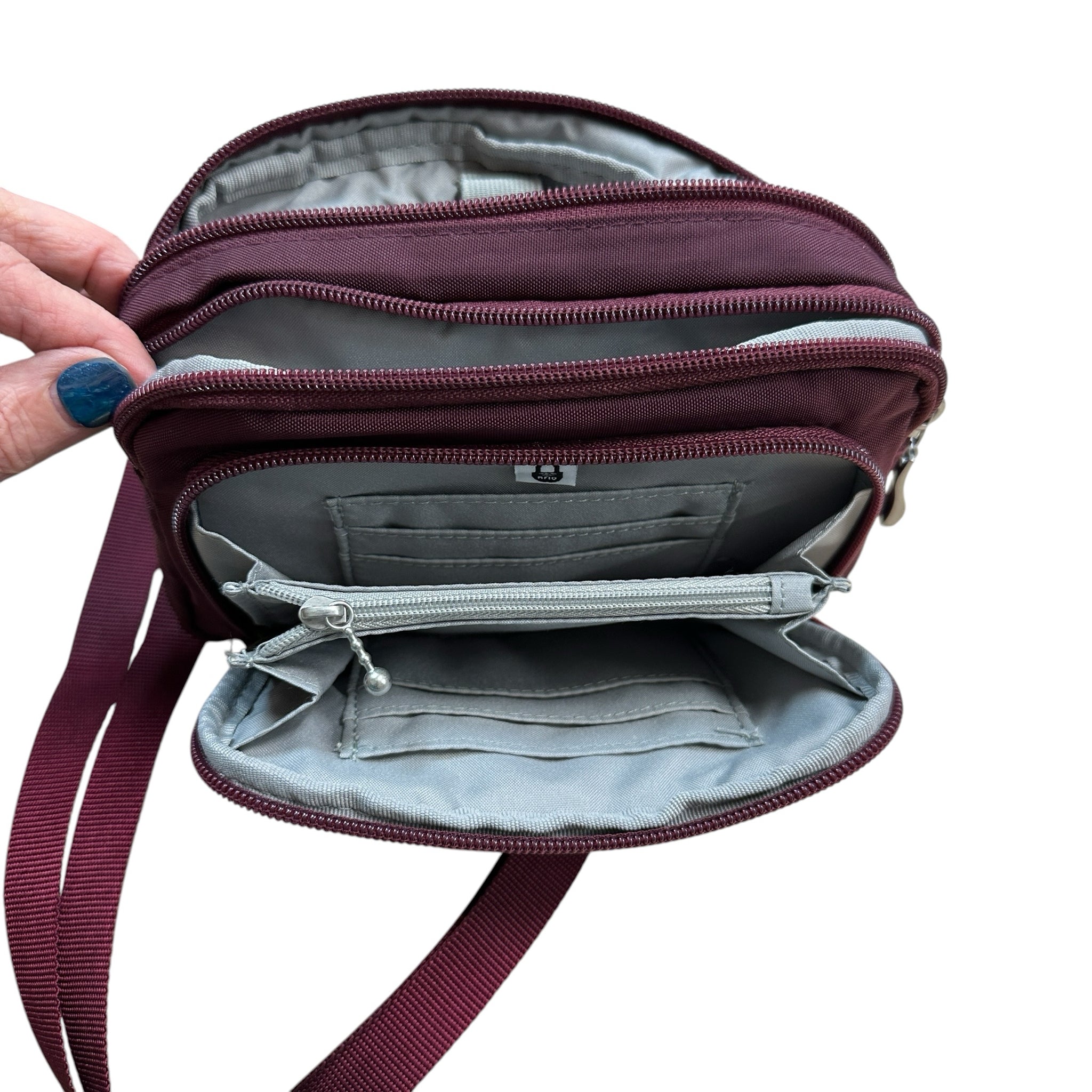 Baggalini Triple Zip with Front Wallet Burgundy Crossbody Bag NWT