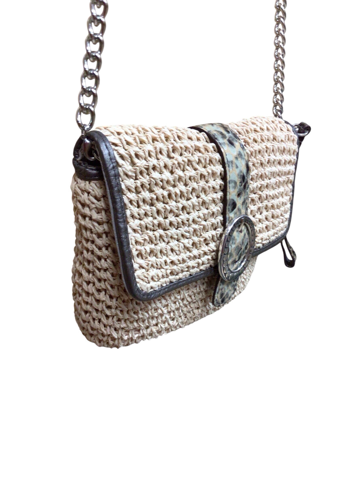 Brighton Mini Straw & Leather Wristlet Crossbody Bag