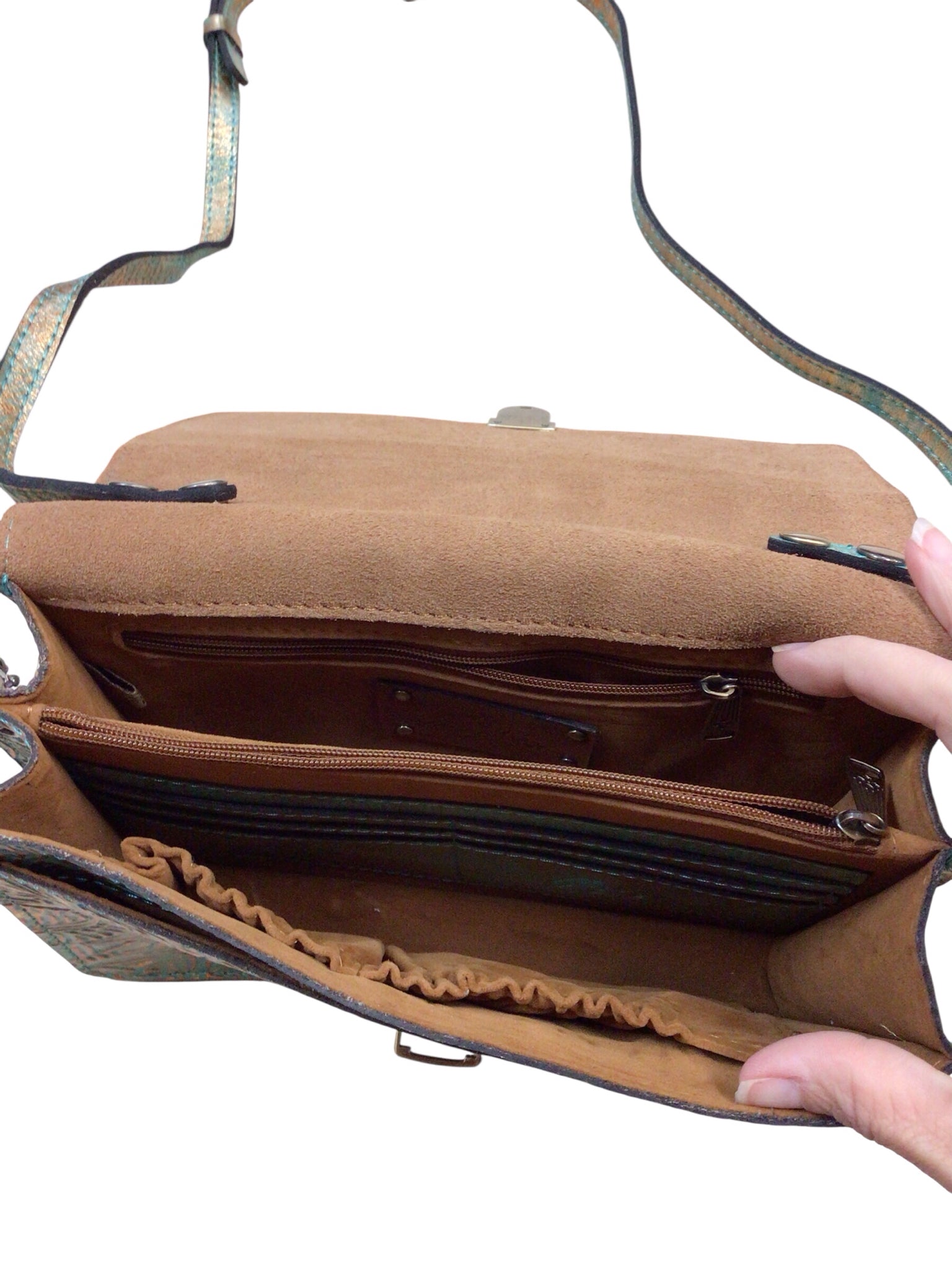 Patricia Nash "Lanza Organizer" Pastel Turquoise Crossbody Bag
