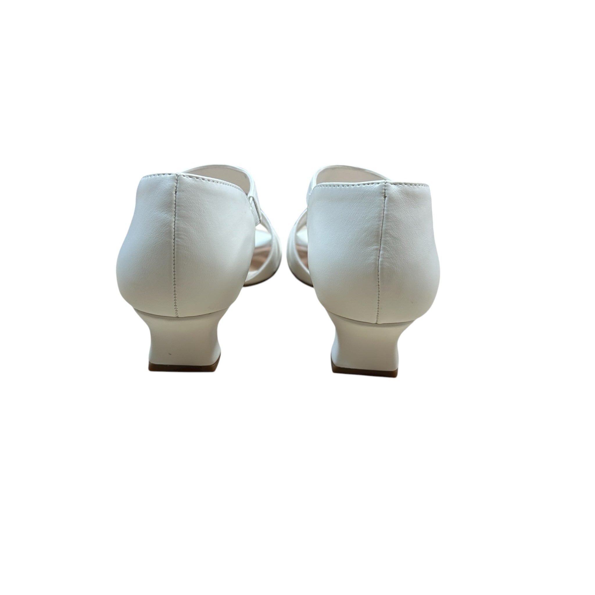 Easy Street White "Essie" Heel Sandals Size 6.5 N