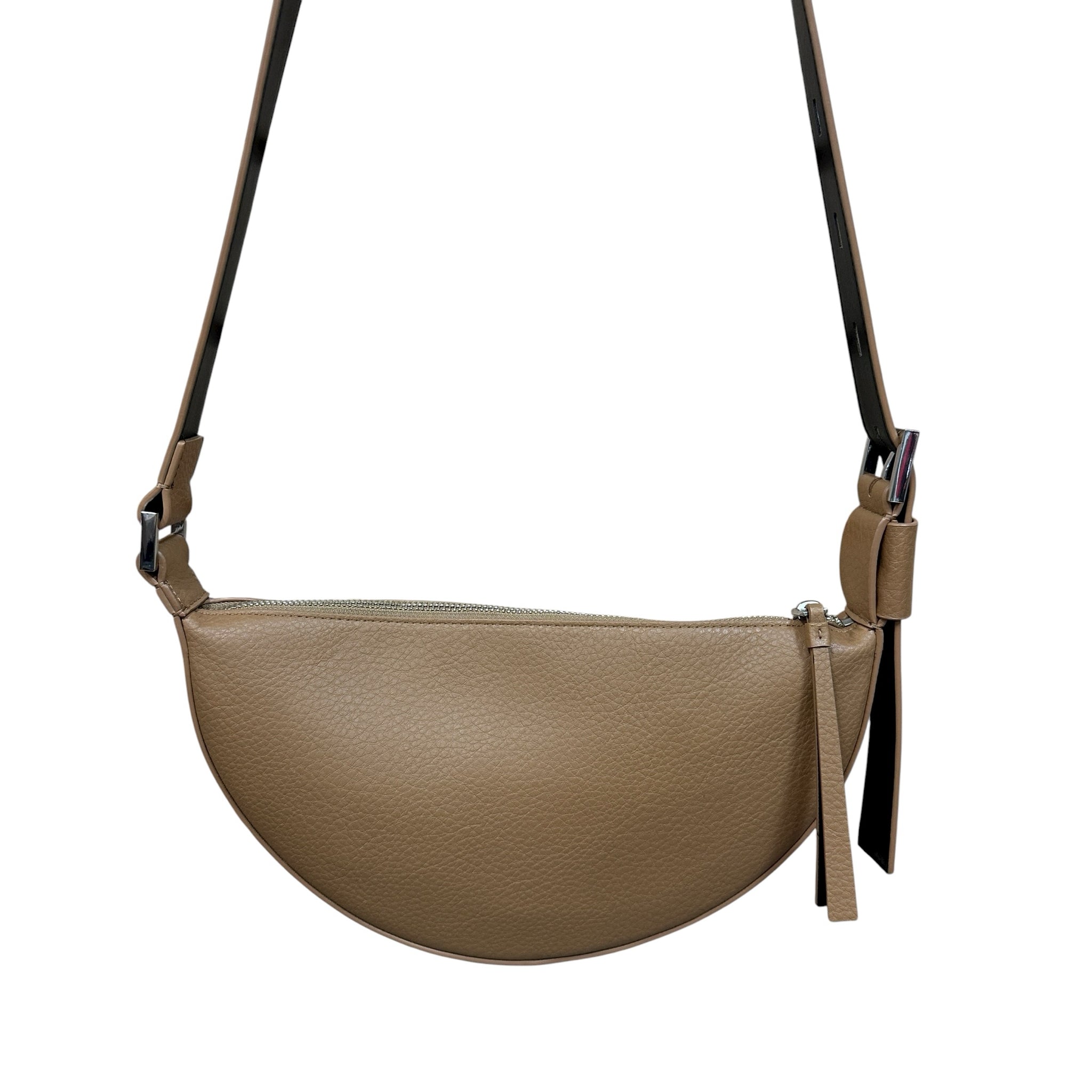 AllSaints Half Moon Brown Leather Crossbody Bag