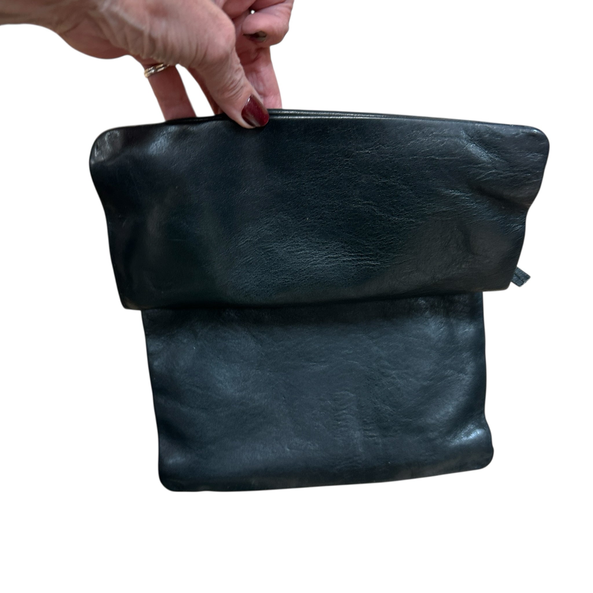 Clare V. Jumelle Rustic Black Leather Crossbody Bag