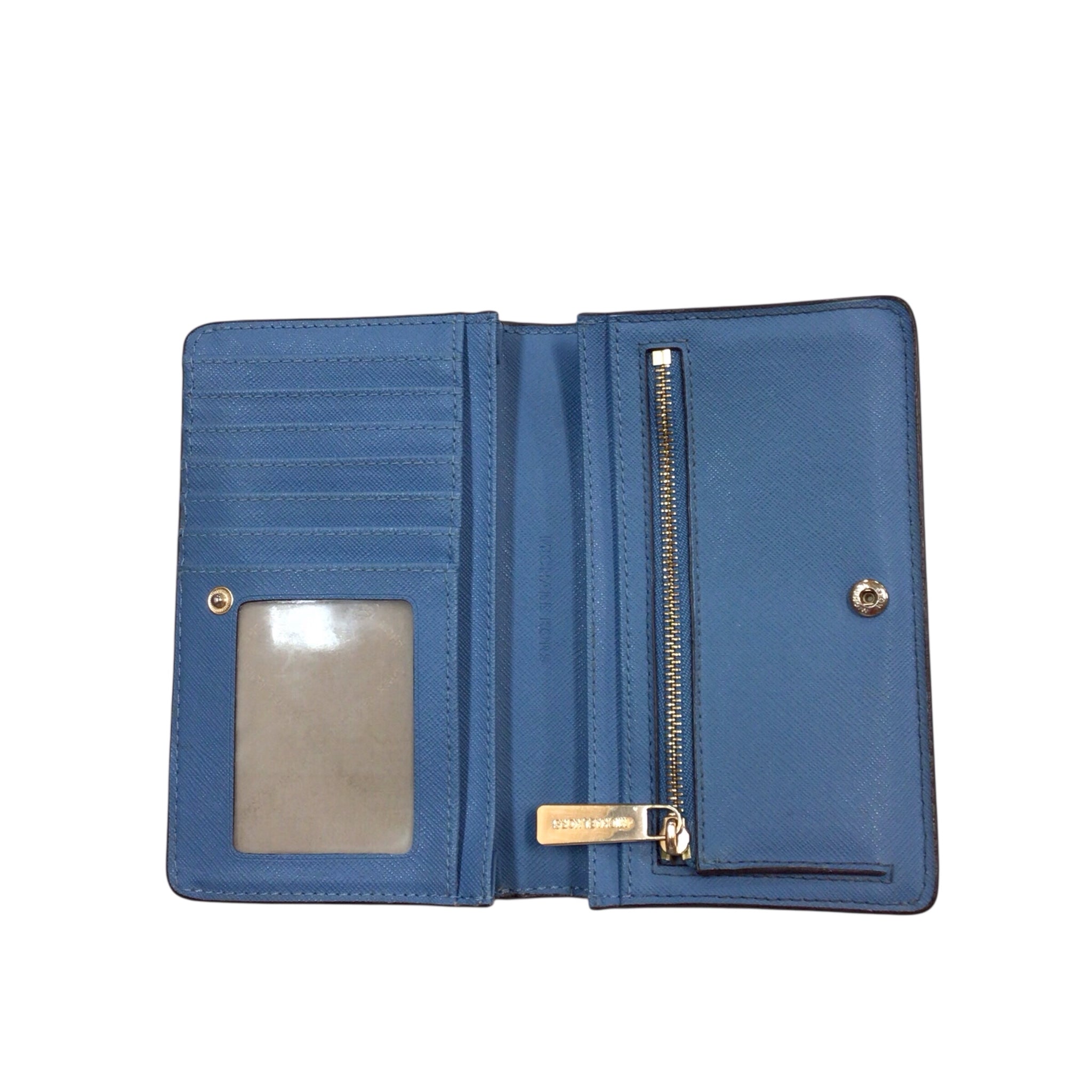 Michael Kors Blue Pebbled Leather Wallet
