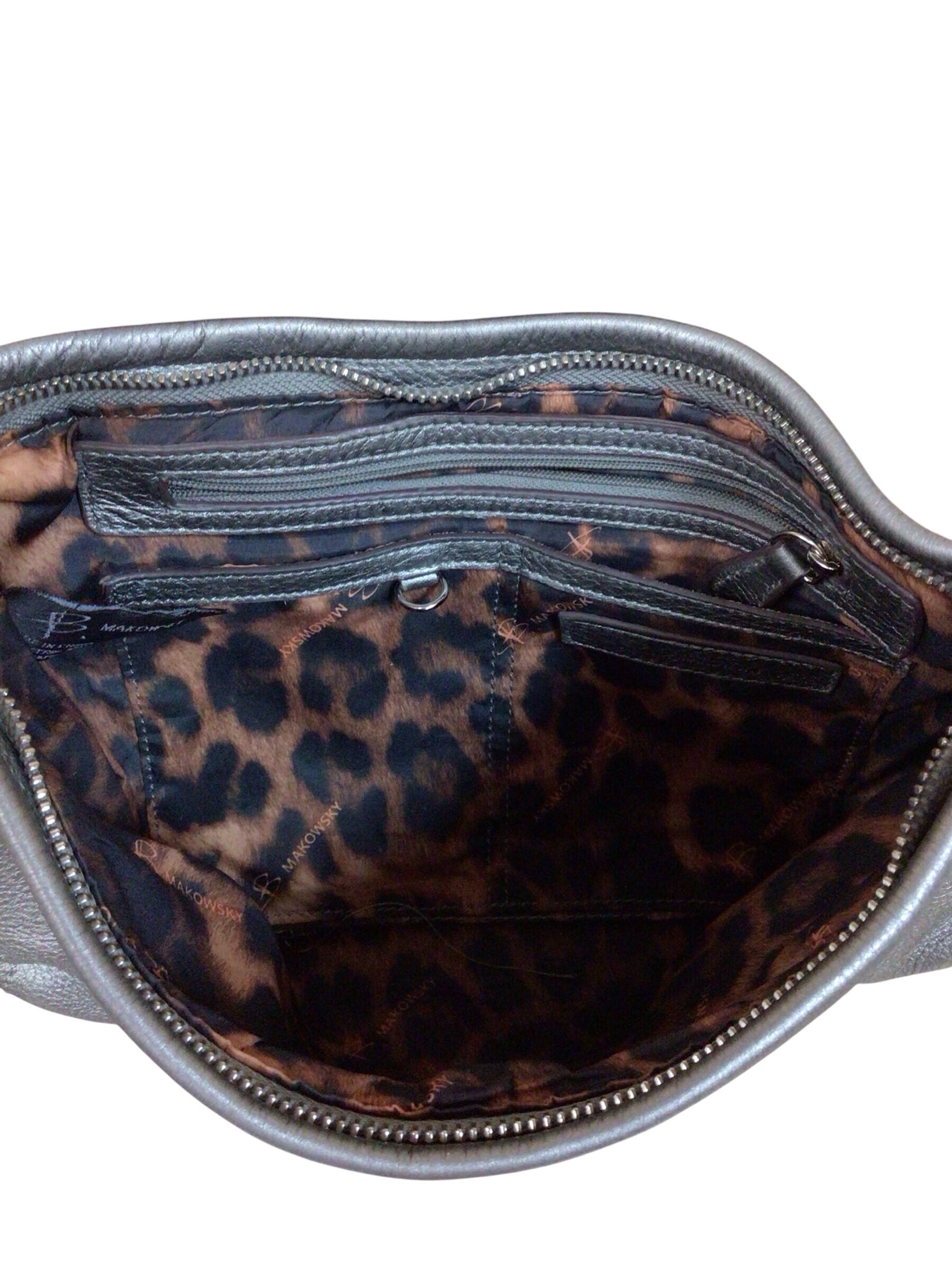 B Makowsky Petwer Pebbled Leather Crossbody Bag