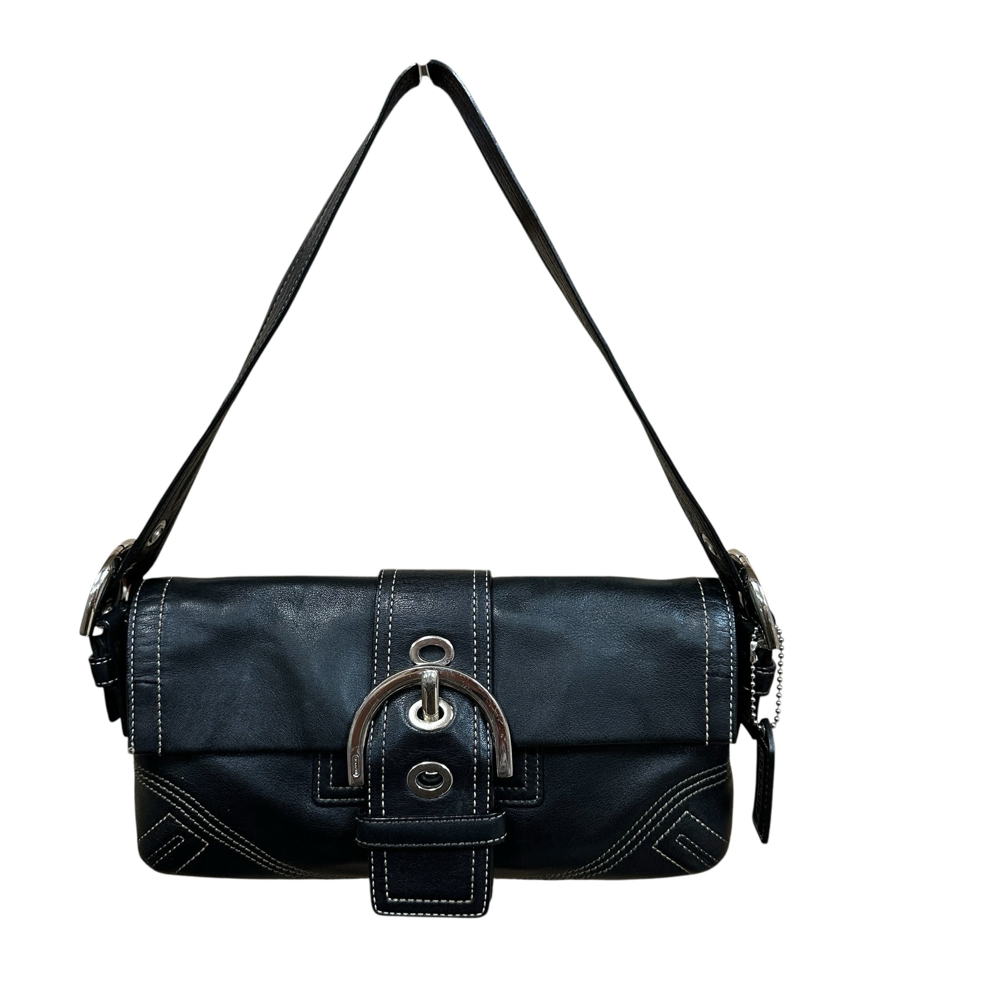 Coach 8A05 Vintage Black Leather Shoulder Bag