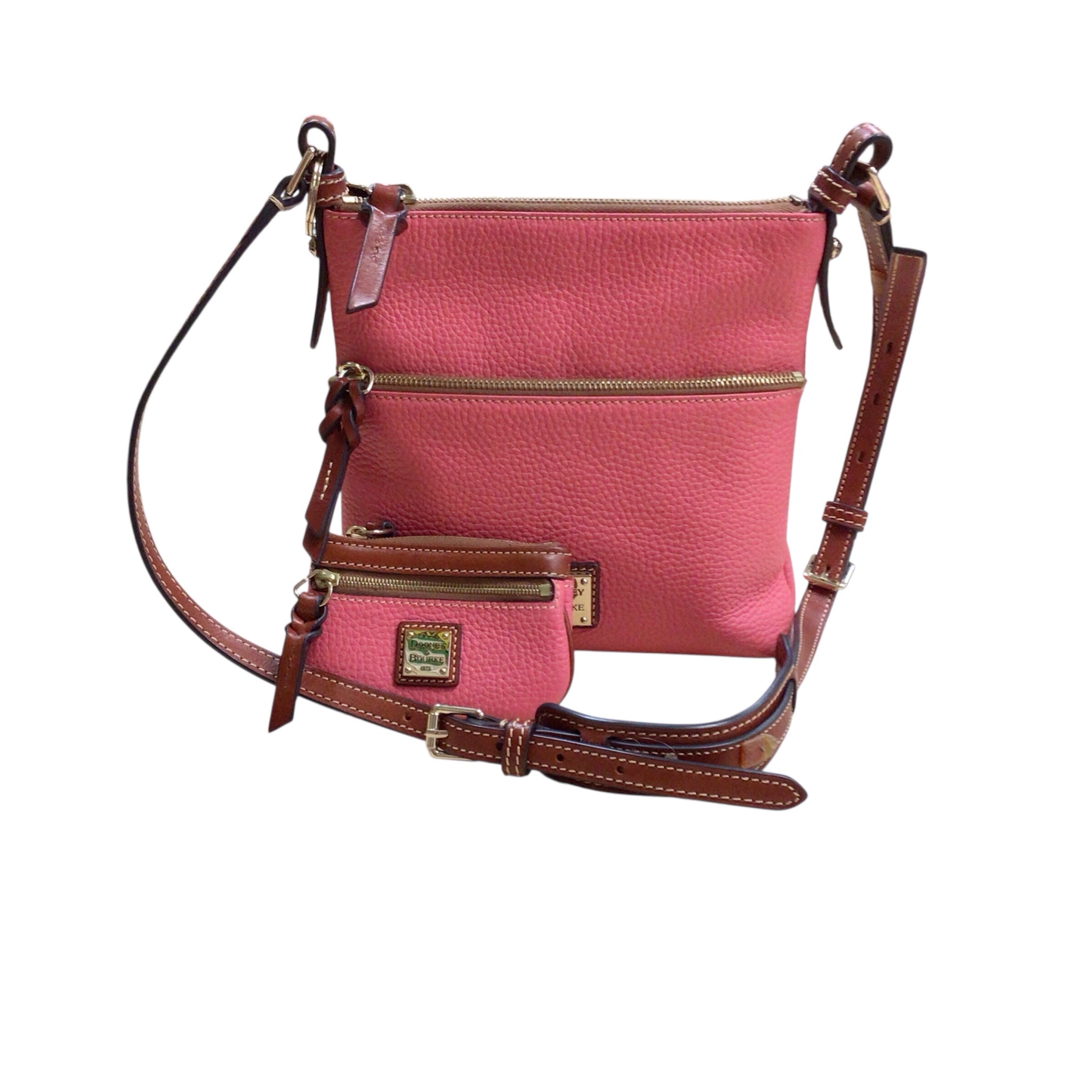 Dooney & Bourke Pink Pebbled Leather Crossbody Bag with Matching Coin Purse