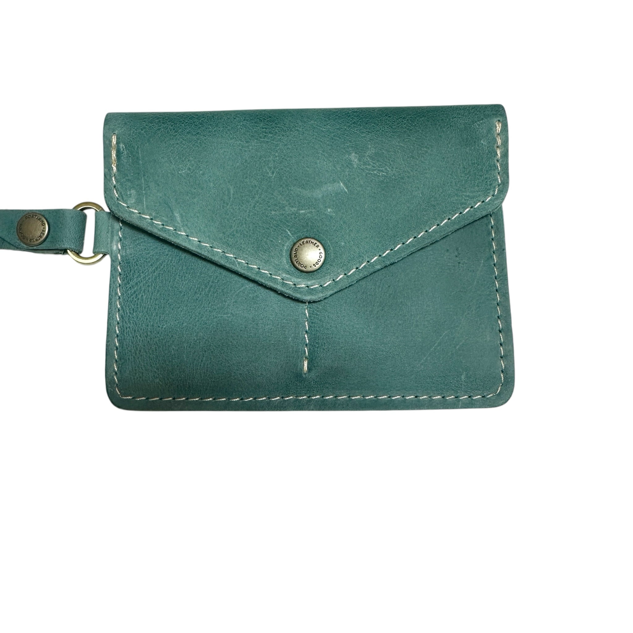 Portland Leather Distressed Aqua Passport Wallet Wristlet