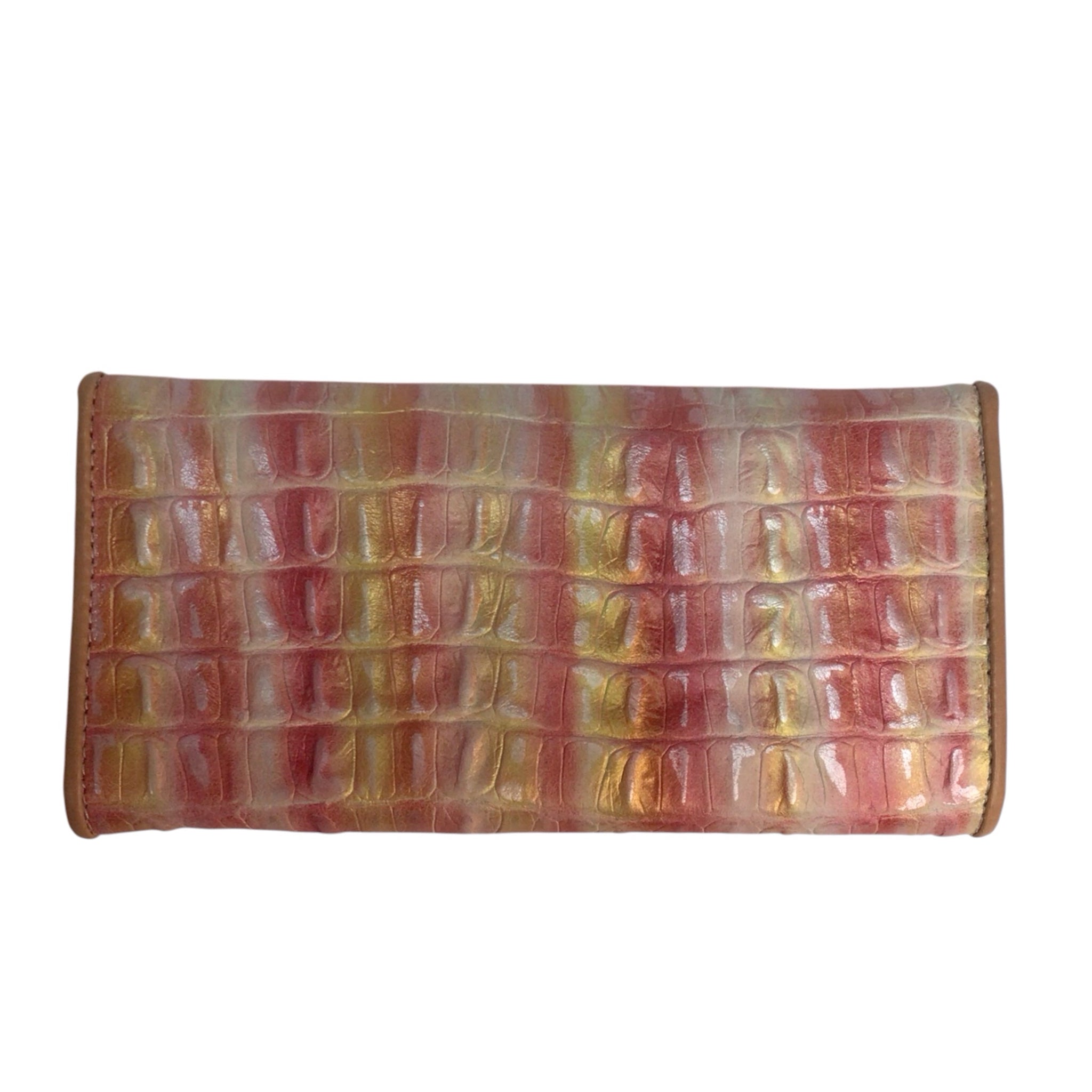 Brahmin Pink And Yellow Metallic Wallet
