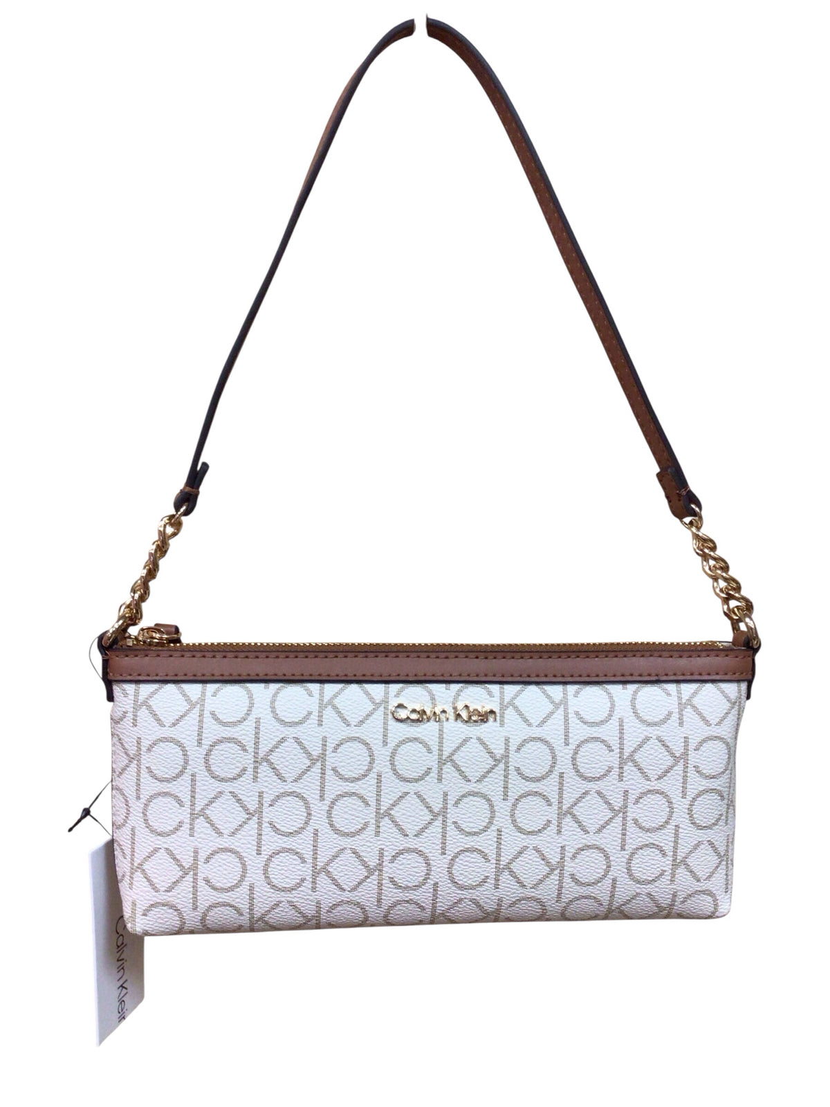 Calvin Klein Cream & Brown Signature Purse NWT