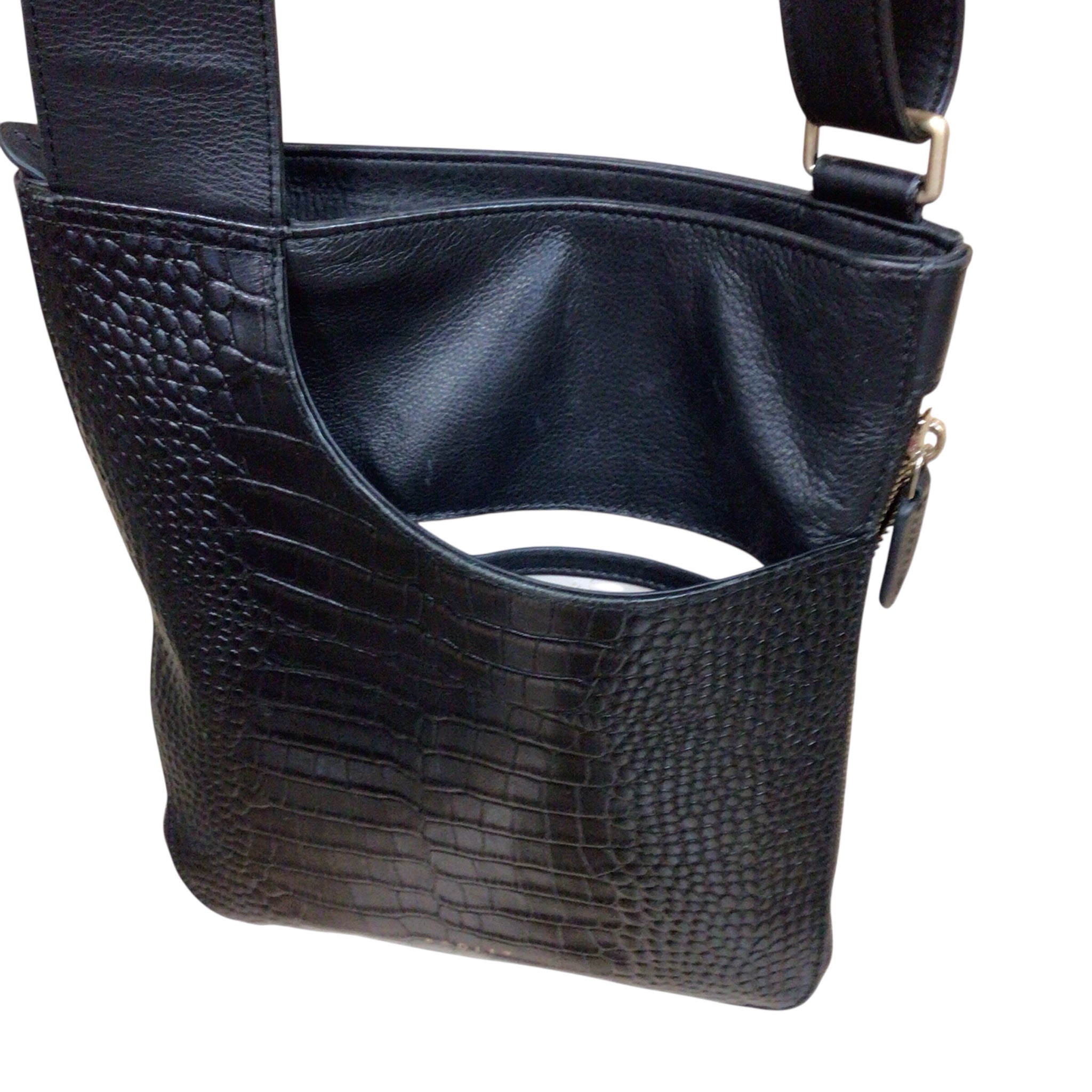 Radley London Pockets 2.0 Faux Croc Leather Black Crossbody Bag
