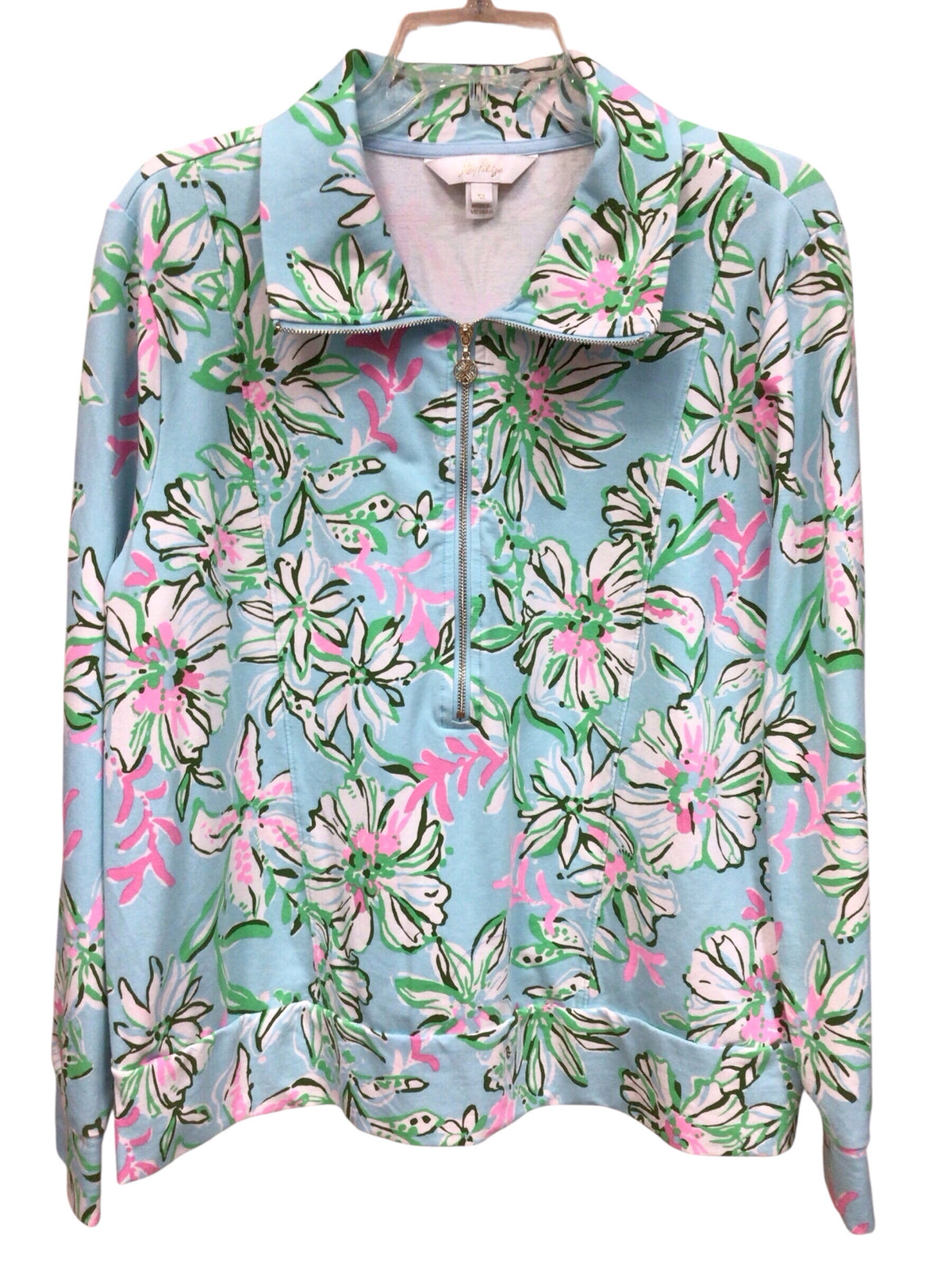 Lilly Pulitzer "Eleni" Half Zip "Multi Sun Of A Bun" Jacket Size XL