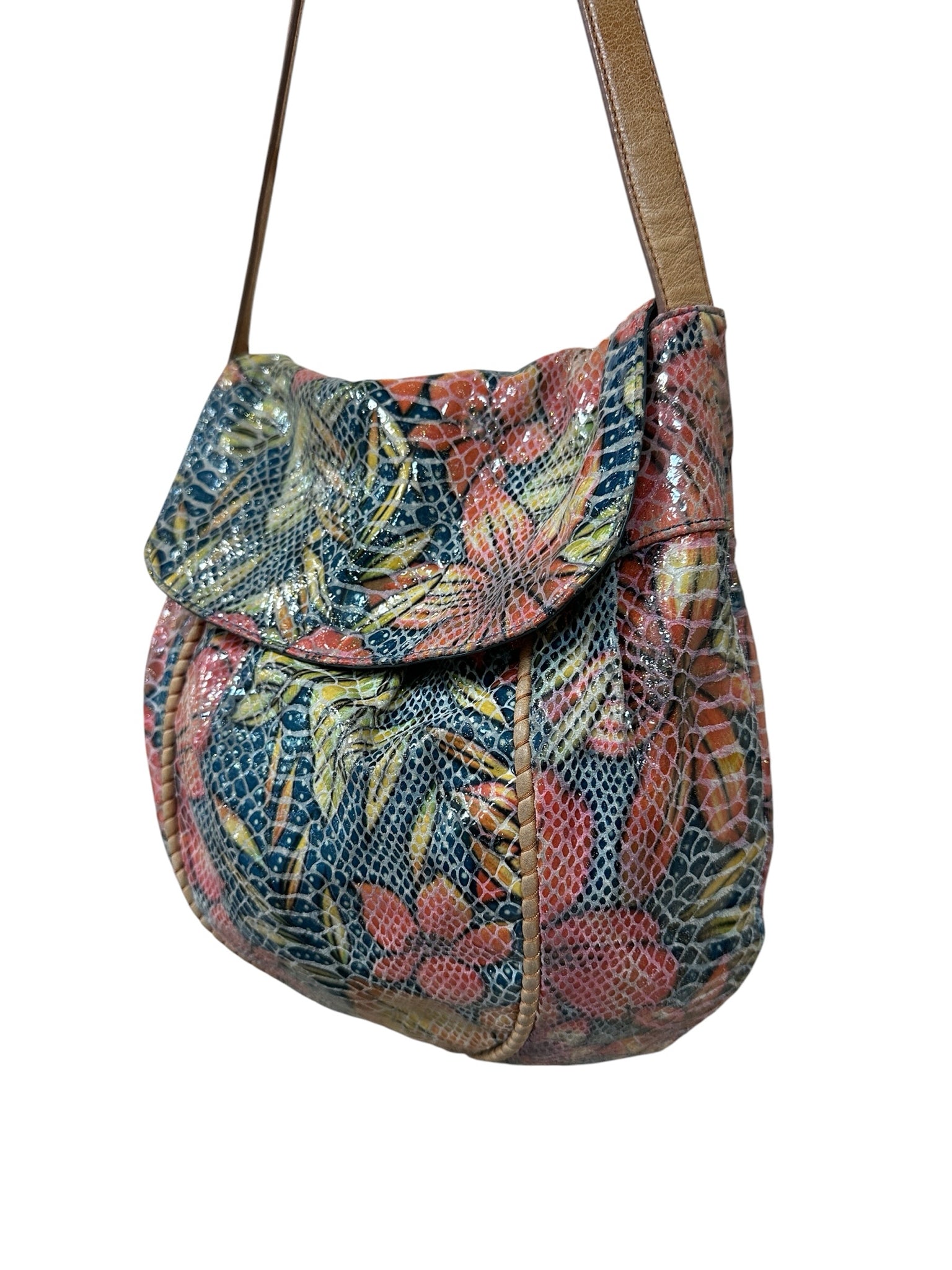 Hobo Multi-Color Floral Snake Skin Embossed Shoulder Bag