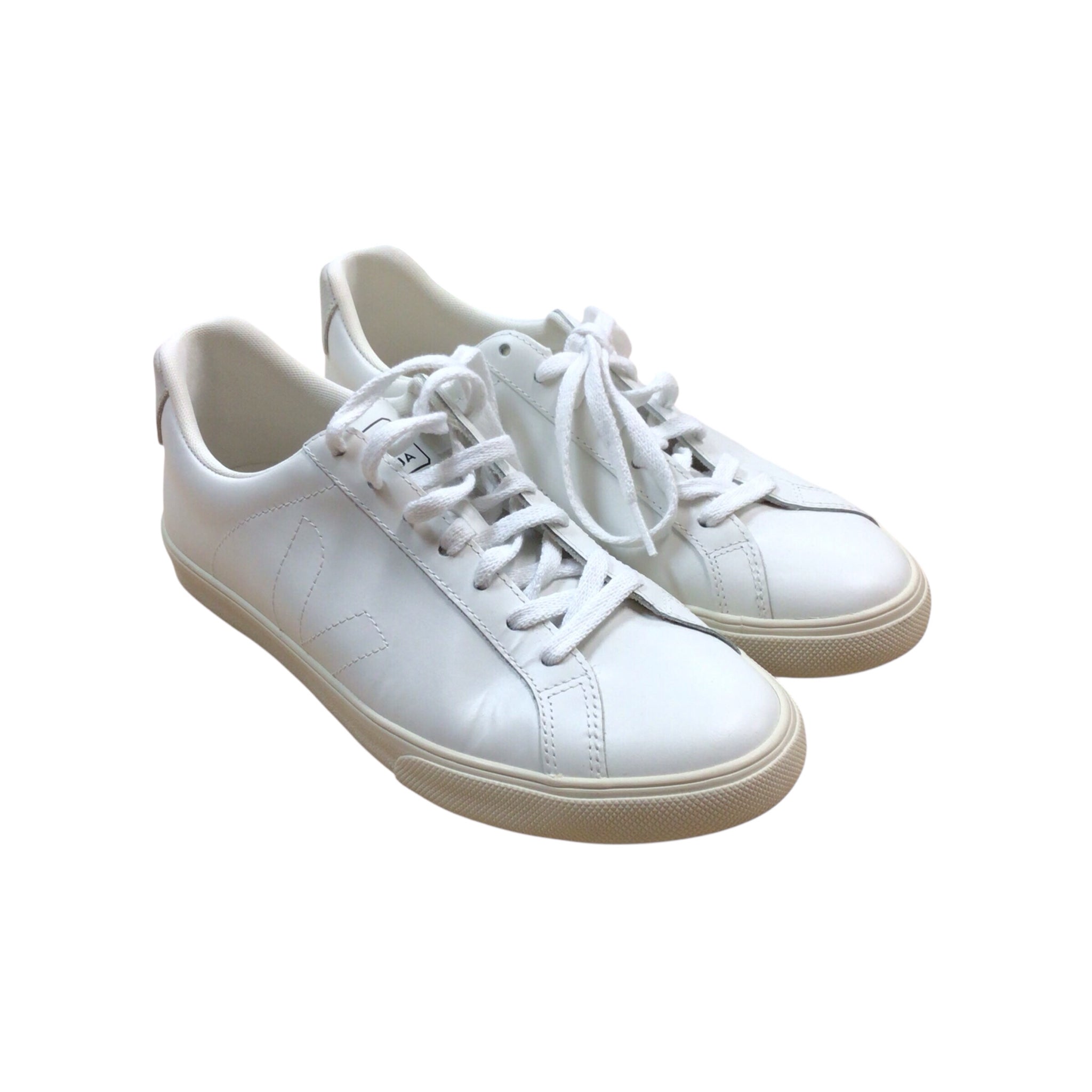 Veja "Esplar" Leather Logo White Sneakers Size 9