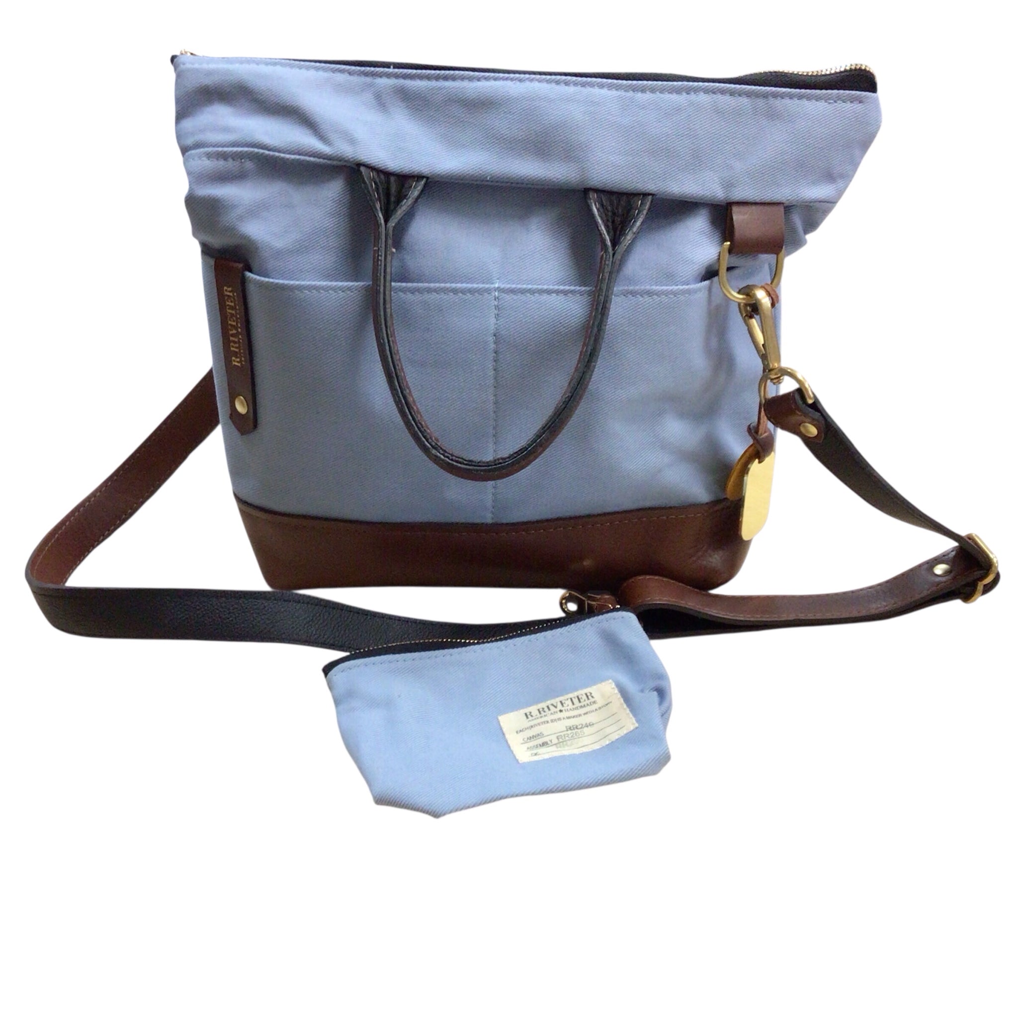 R. Riveter "Otto" Canvas & Leather Crossbody Satchel Bag