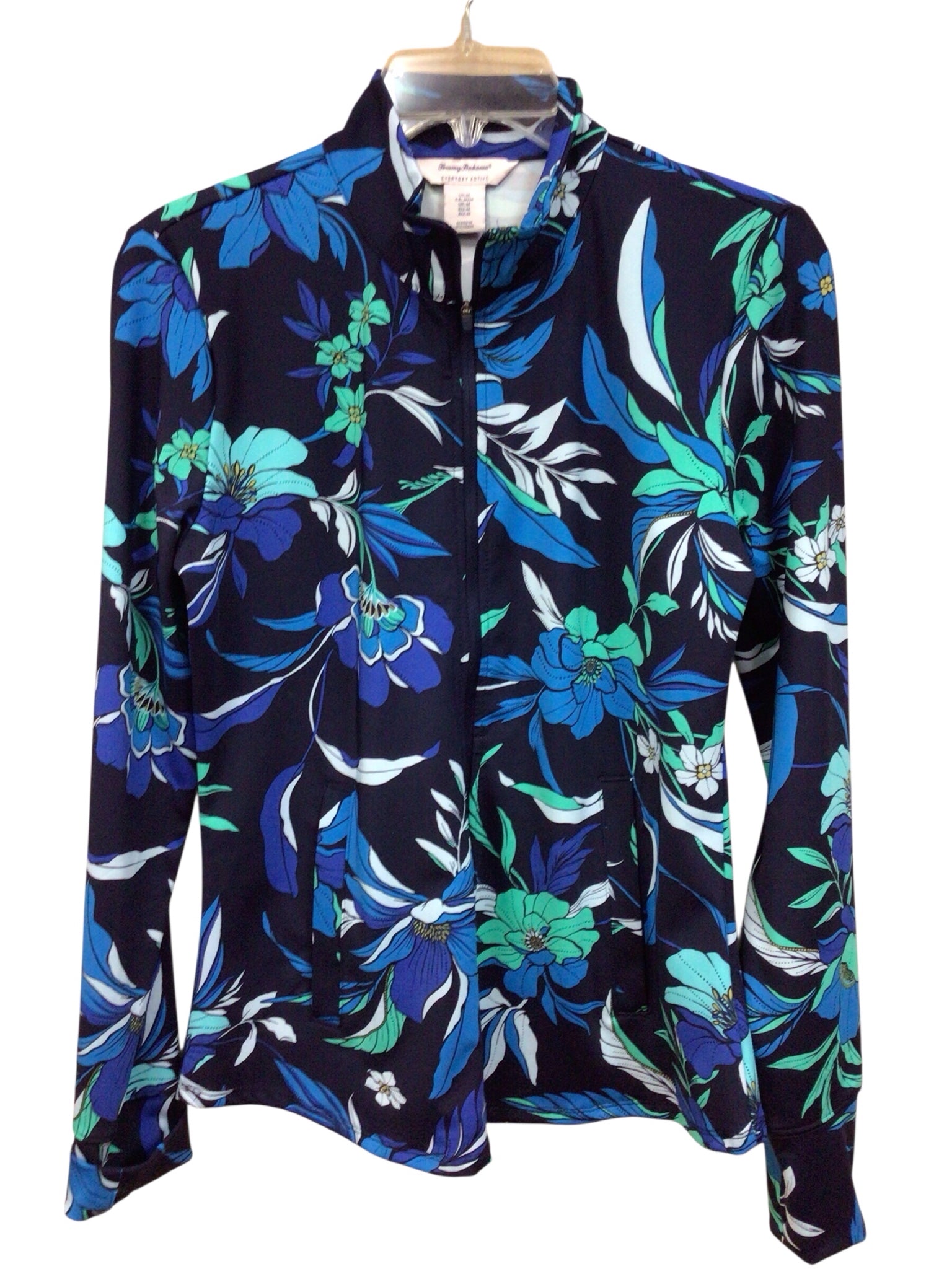 Tommy Bahama Blue Floral Zip Up Jacket Size Medium
