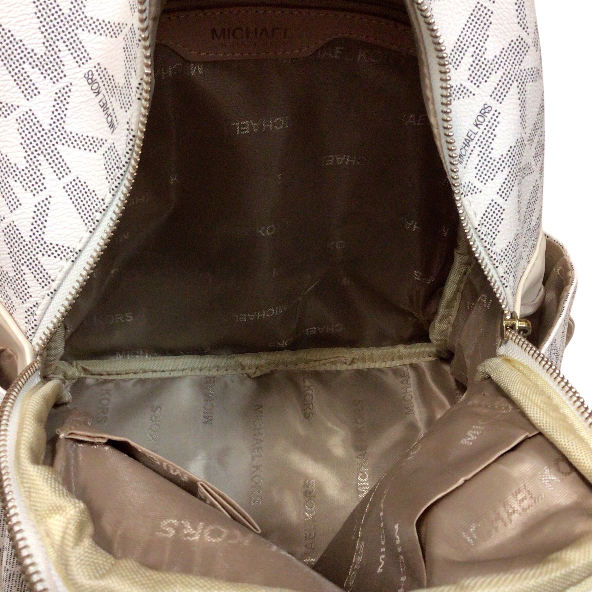 Michael Kors White Leather Signature Backpack