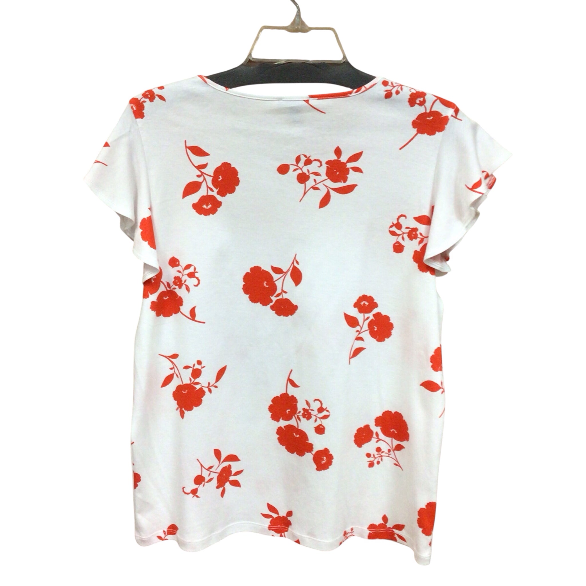 Ann Taylor Red & White Floral Short Sleeve Top Size Medium NWT