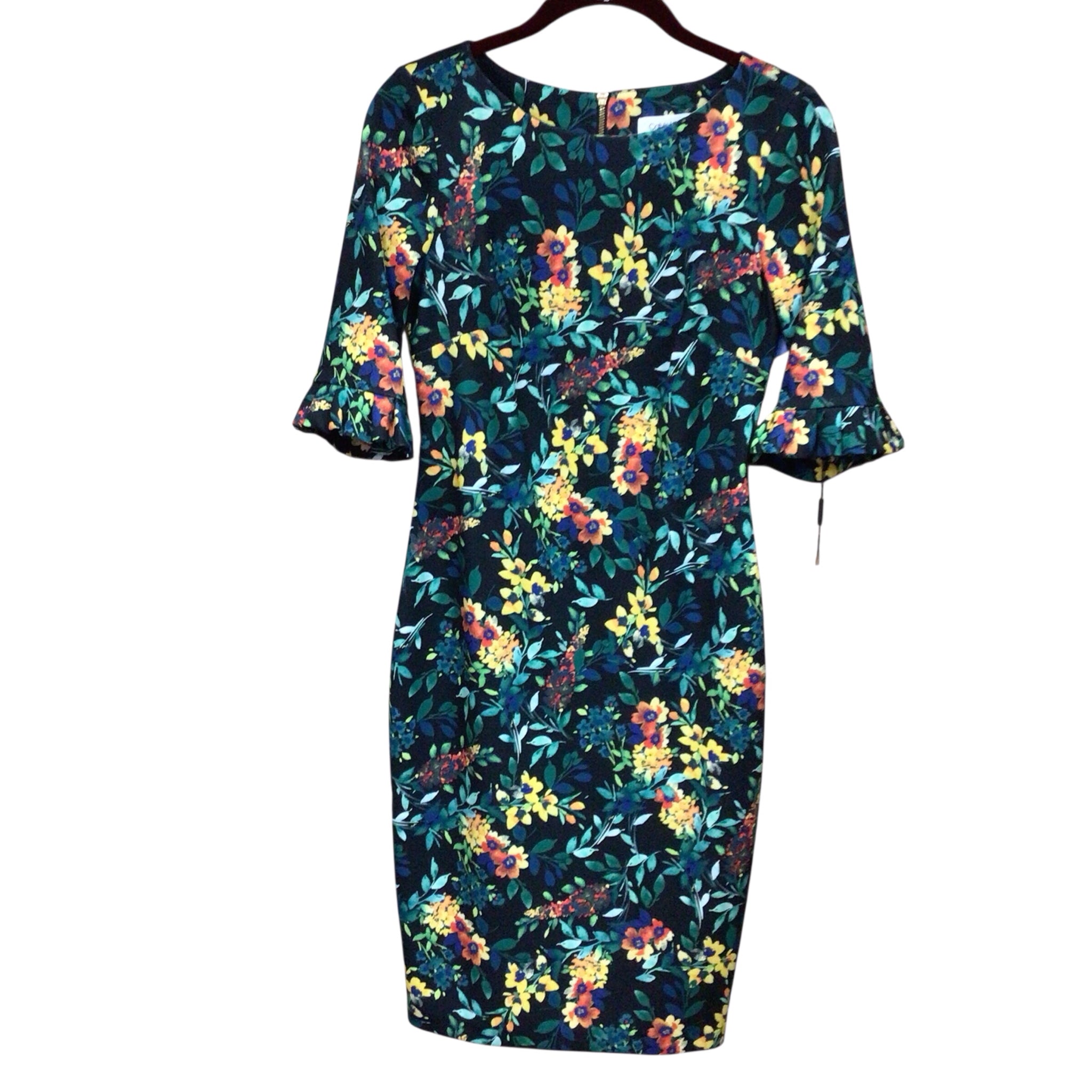 Calvin Klein Floral 3/4 Sleeve Dress Size 2 NWT