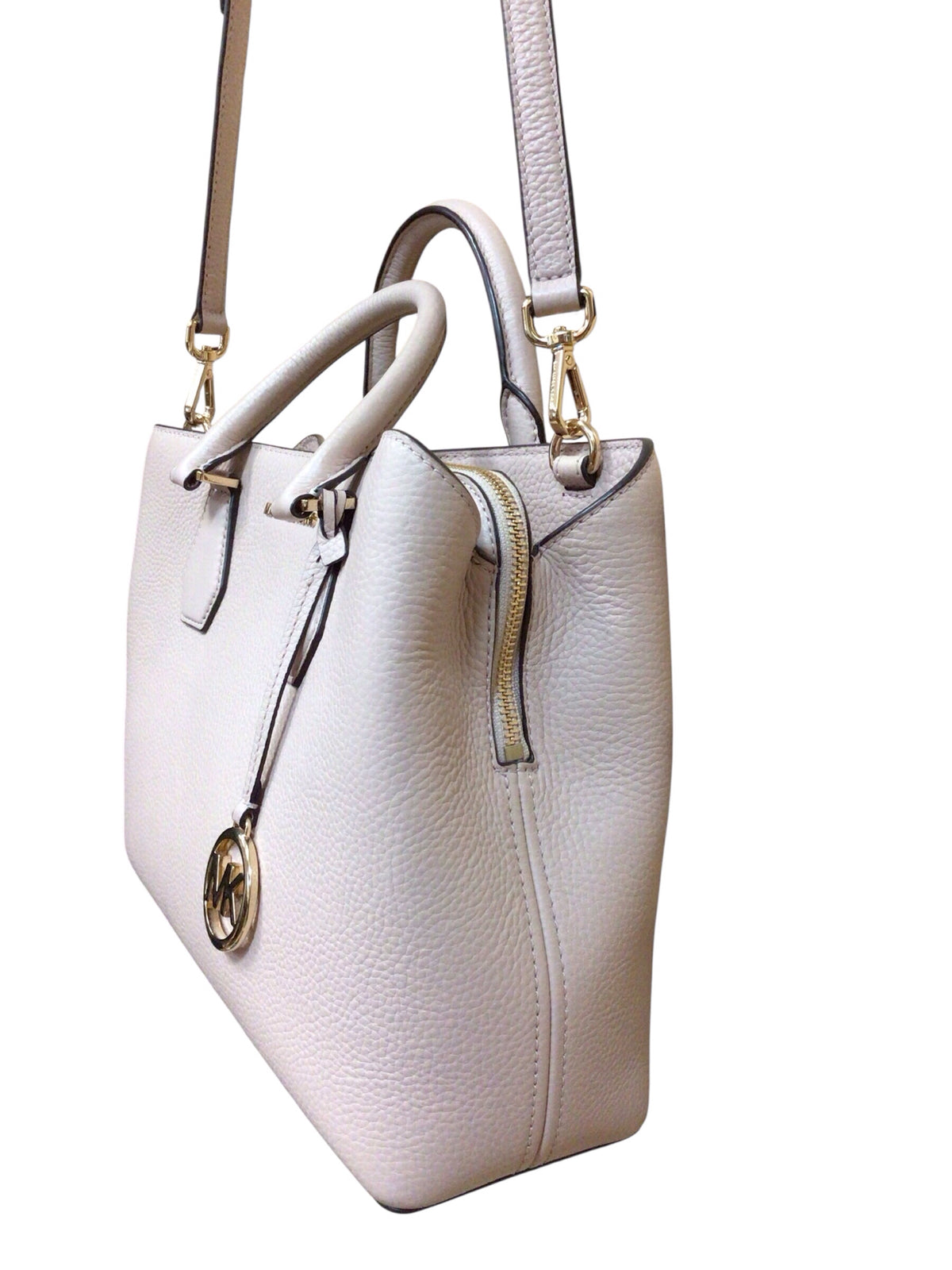 Michael Kors "Camille" Large Light Pink Pebbled Leather Satchel Crossbody Bag