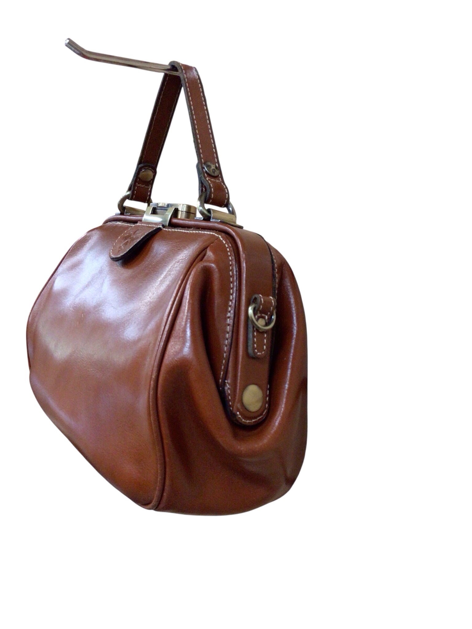 Patricia Nash "Gracchi" Brown Leather Satchel Crossbody Bag