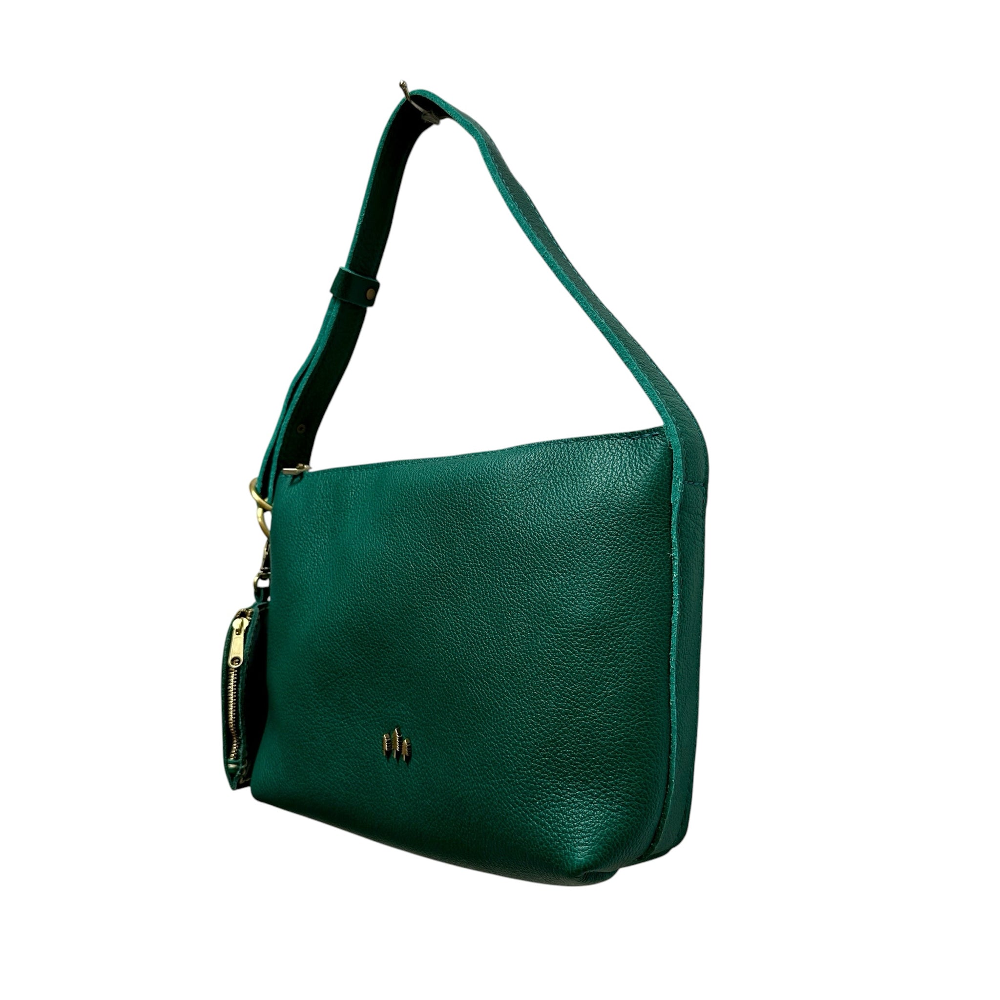 Portland Leather Green Small Slouchy Shoulder Bag with Heart Change Purse