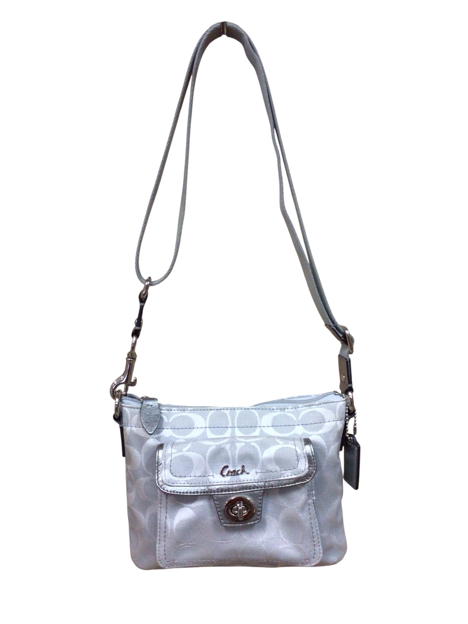Coach Penelope Signature Turn-Lock Gray Crossbody Bag