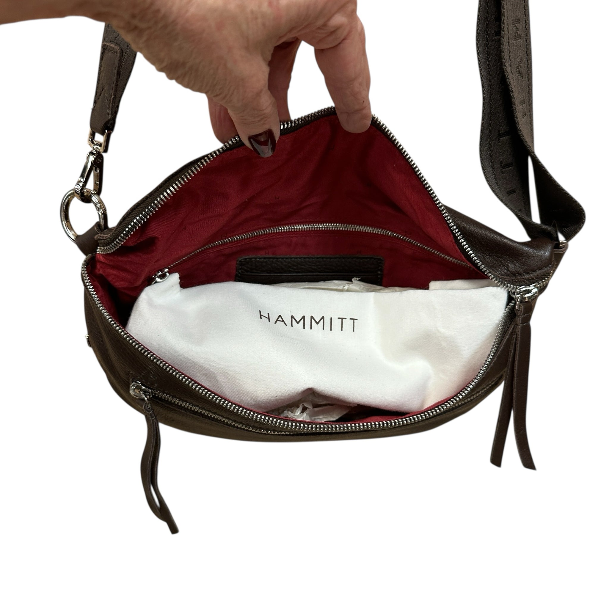 Hammitt Charles Medium Brown Pebbled Leather Crossbody Bag