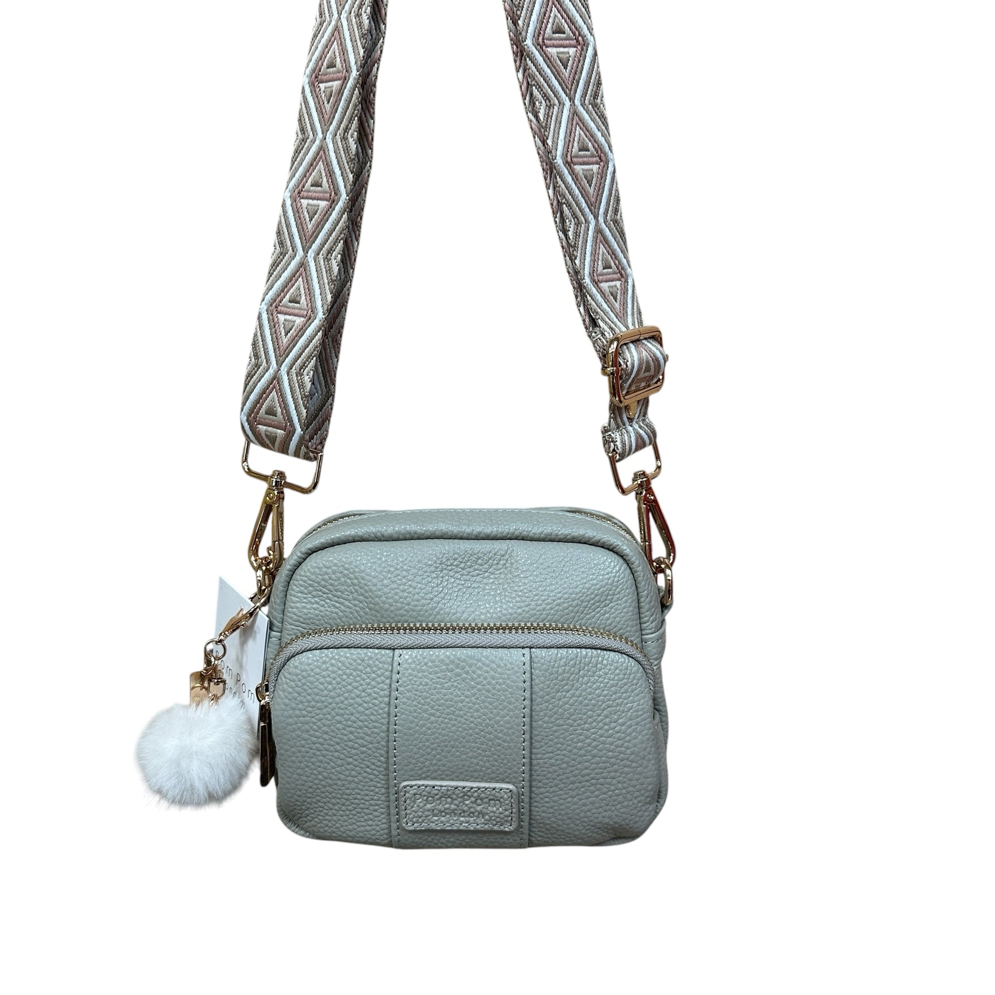 Pom Pom London Gray 100% Leather Crossbody Bag