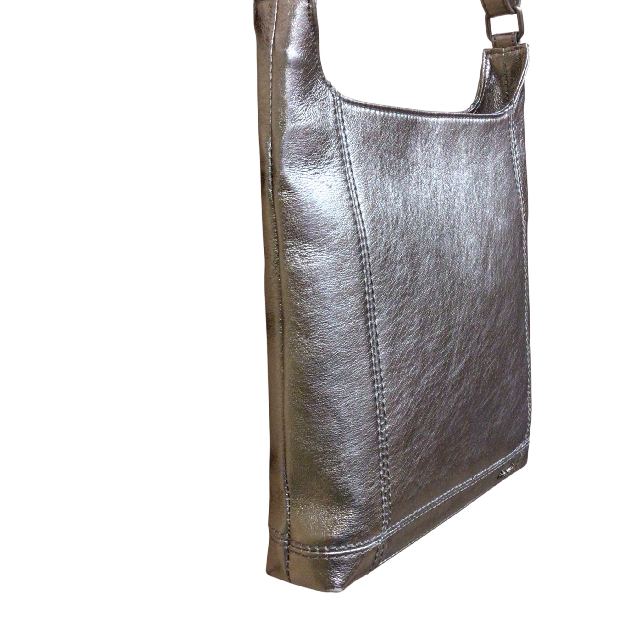 The Sak Metallic Champagne Leather Crossbody Shoulder Bag