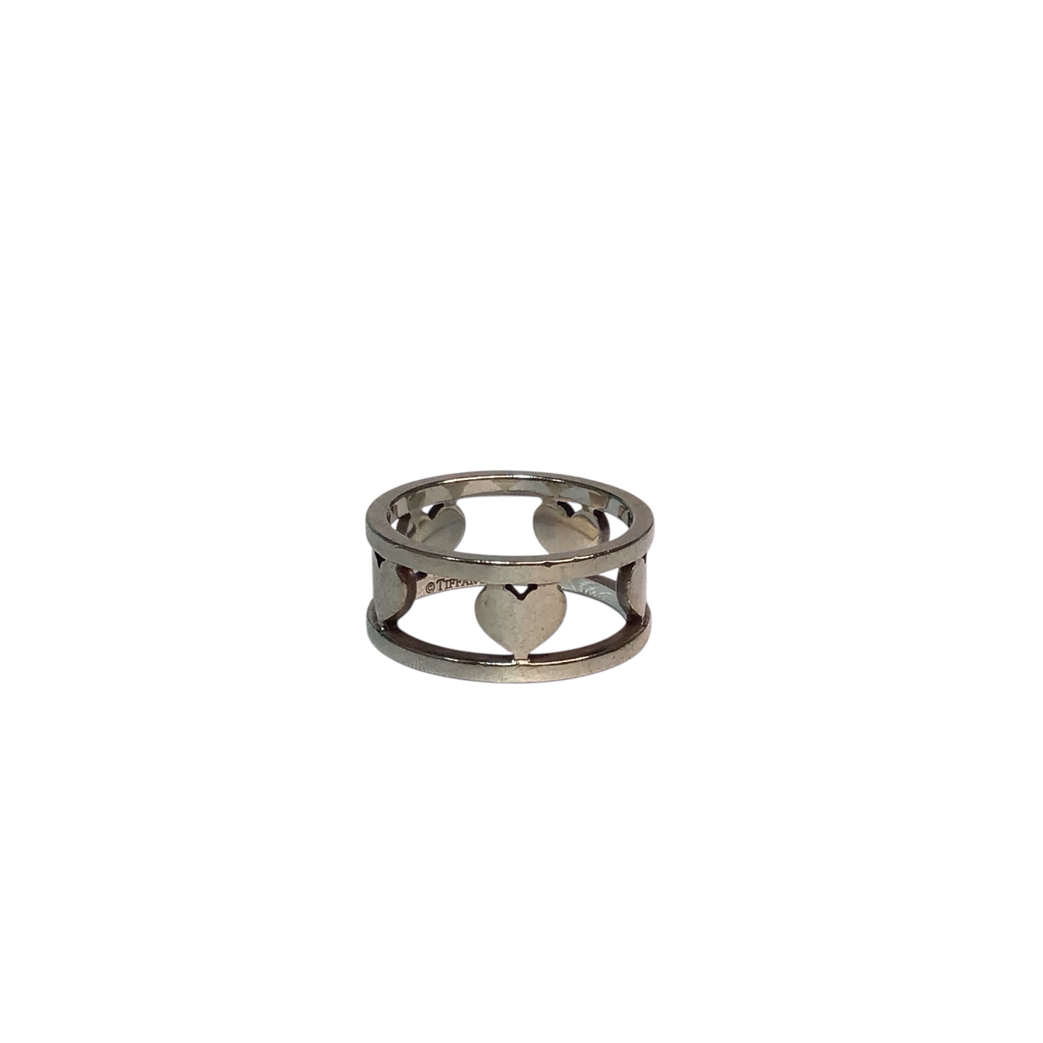 Tiffany & Co Five Hearts Sterling Silver Band Ring Size 6.5