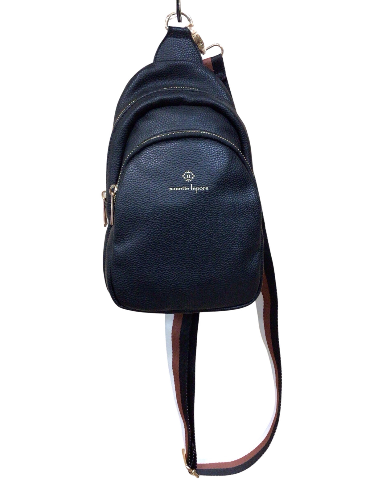Nanette Lepore "Dale" Faux Black Pebbled Leather Sling Bag