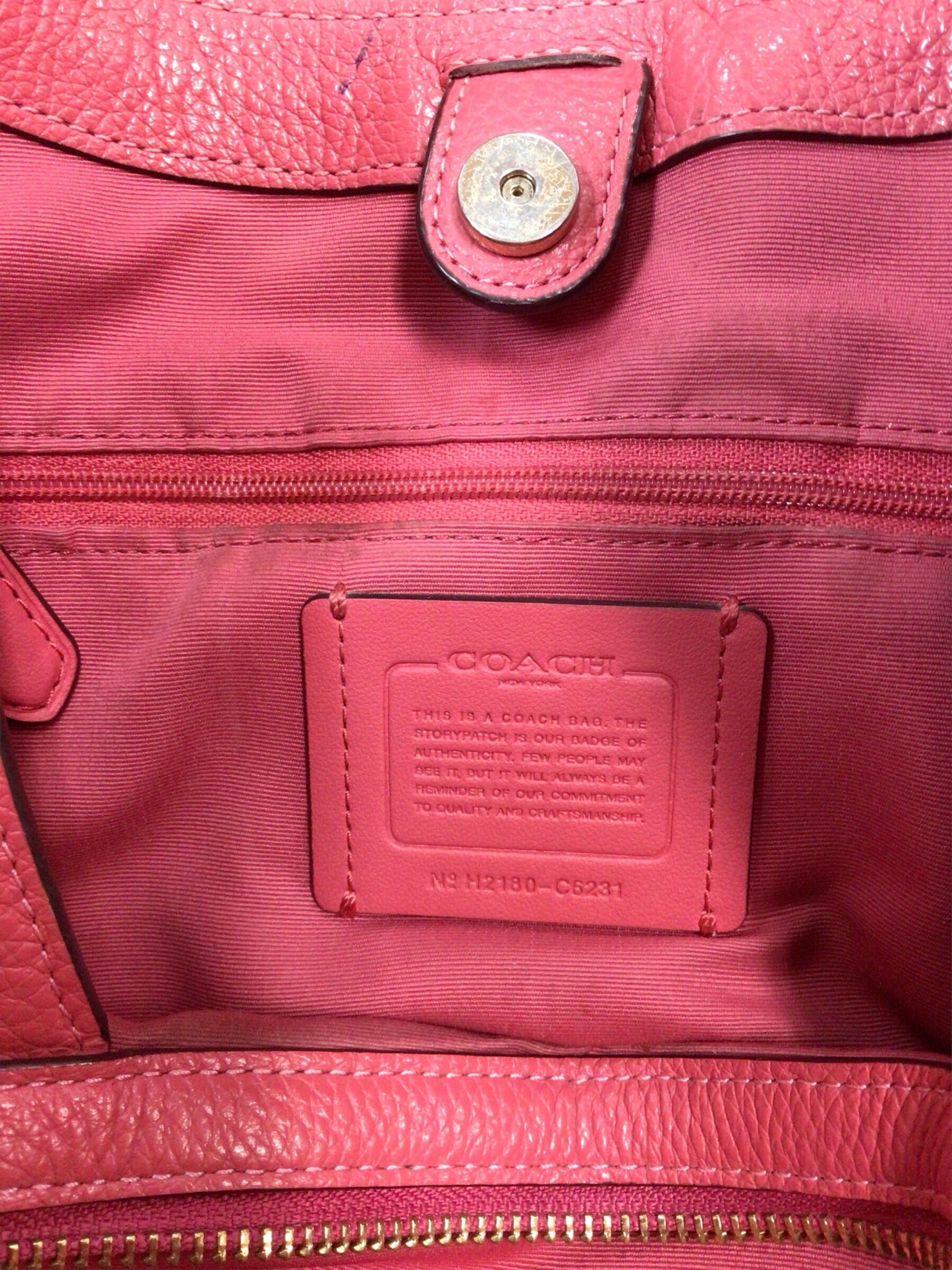 Coach C6231 "Kristy" Dark Pink Pebbled Leather Shoulder Bag