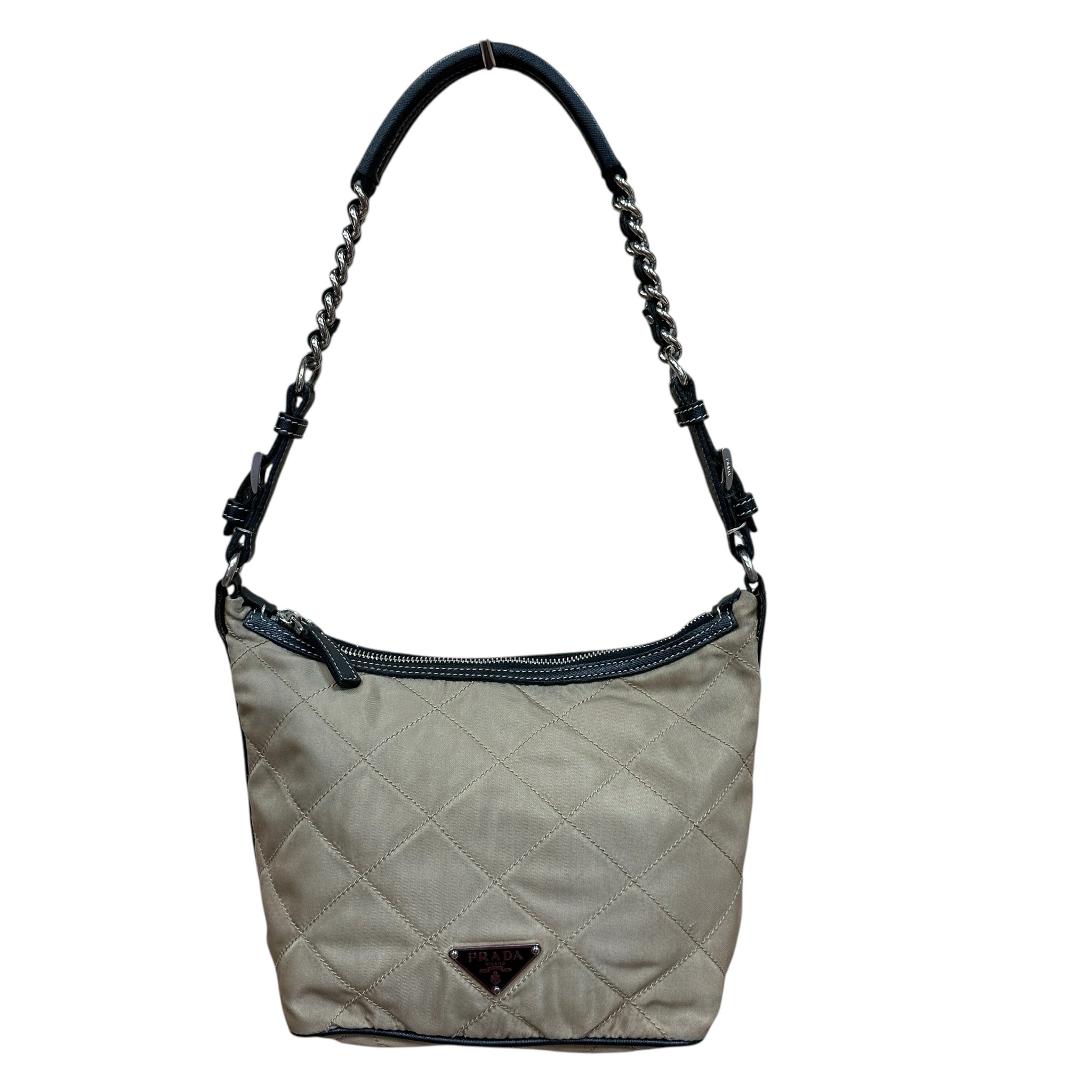 Prada Re-Nylon Quilted Shoulder Bag Tan