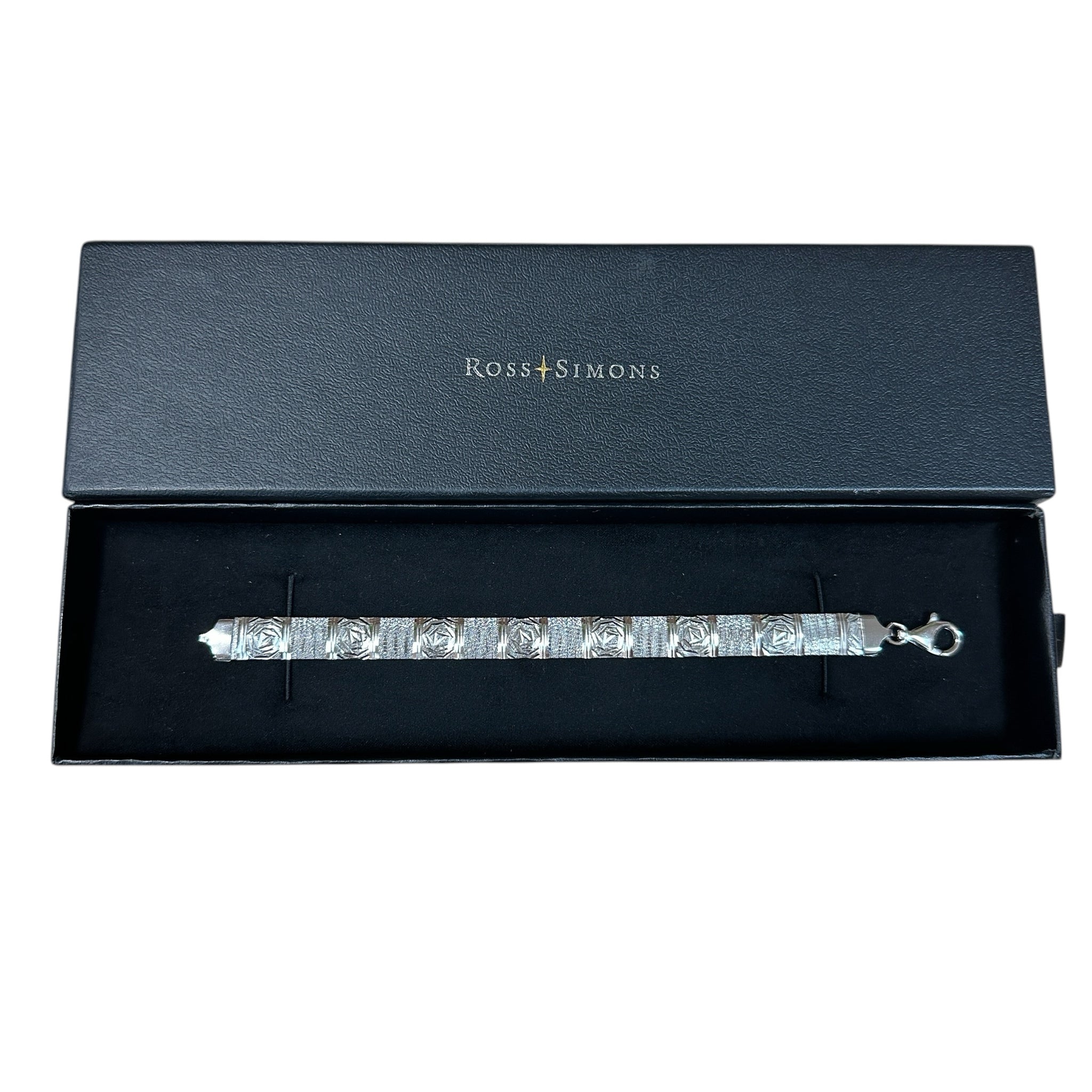 Ross & Simons Italian Sterling Silver Diamond-Cut Omega Bracelet. 7"