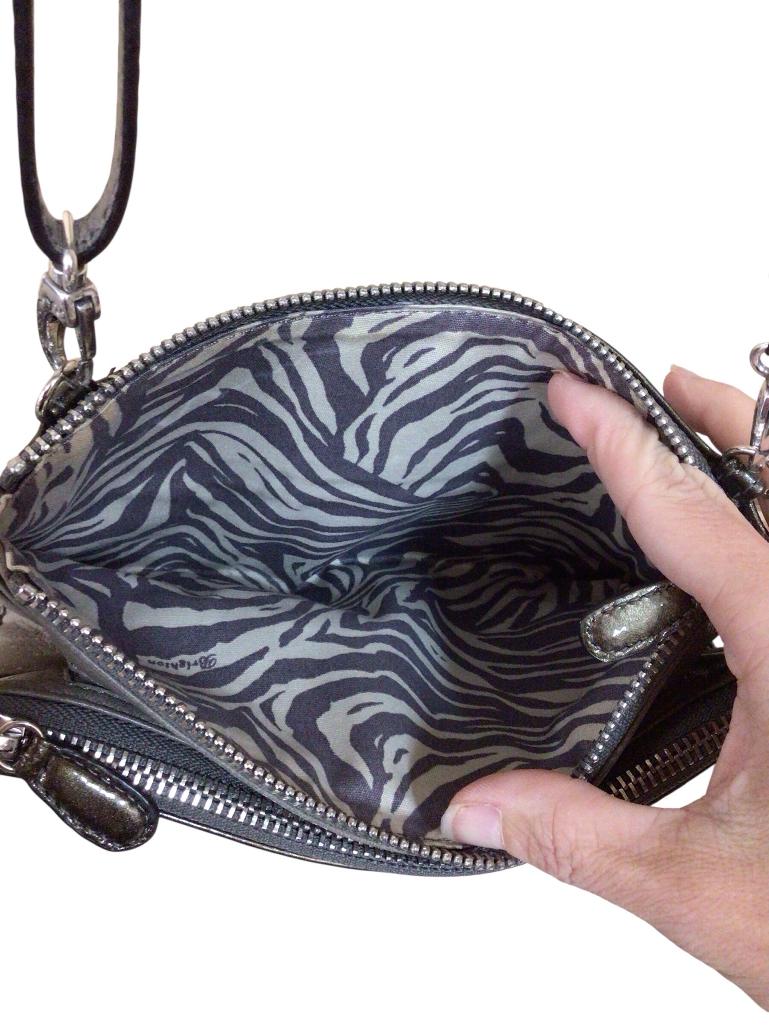 Brighton "Pretty Tough City Organizer" Gray Leather Crossbody Bag