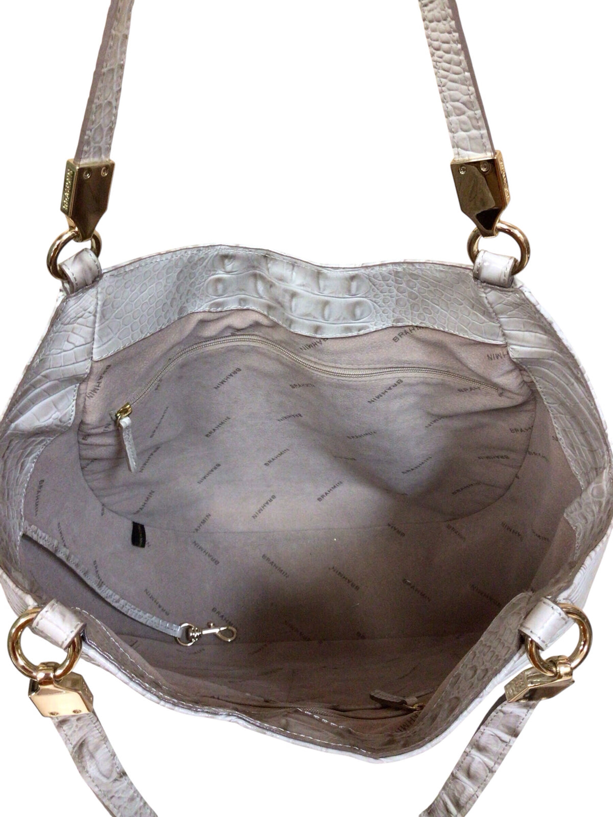 Brahmin "Marianna" Pumice Melbourne Gray Leather Shoulder Bag