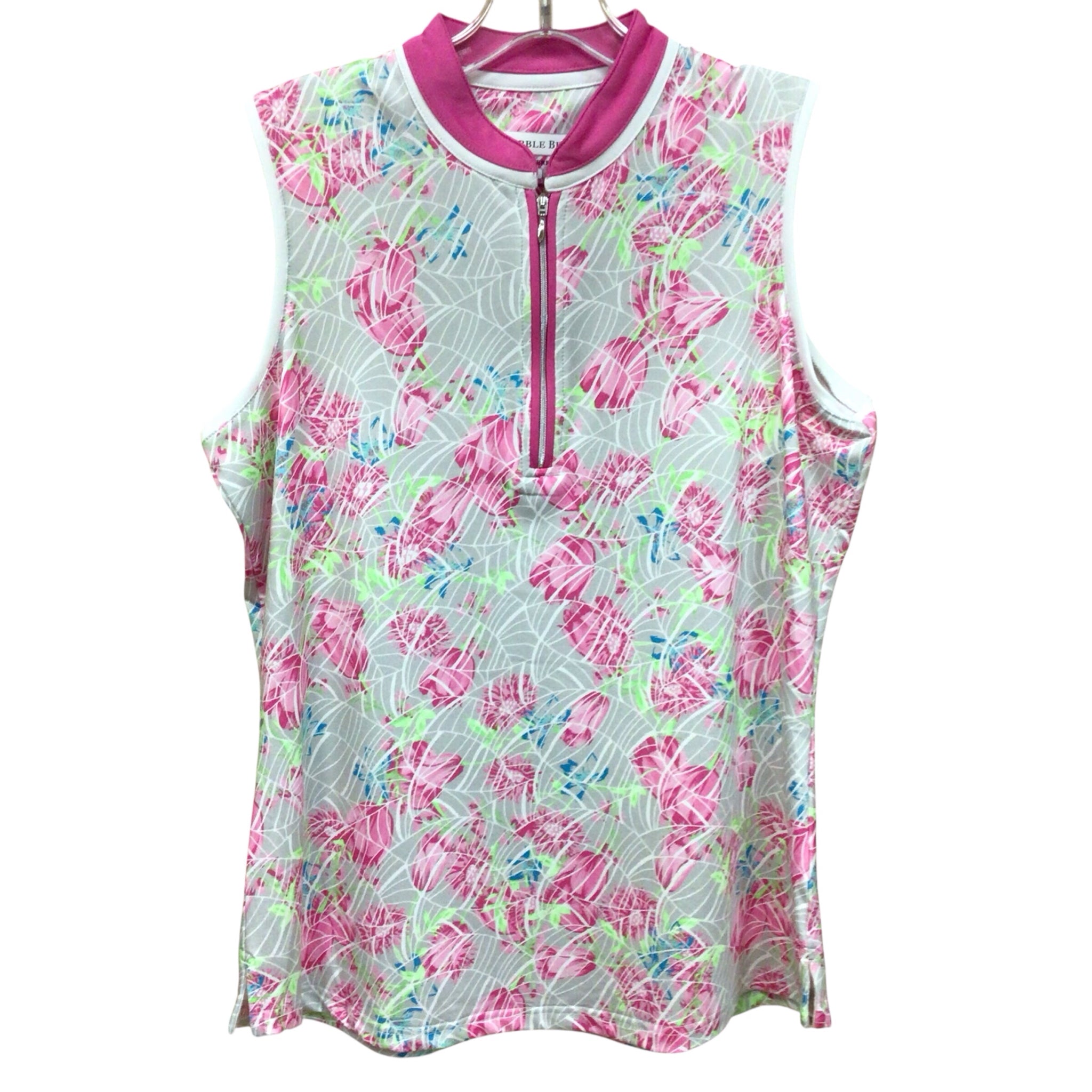 Pebble Beach Pink Floral Sleeveless Top Size Large