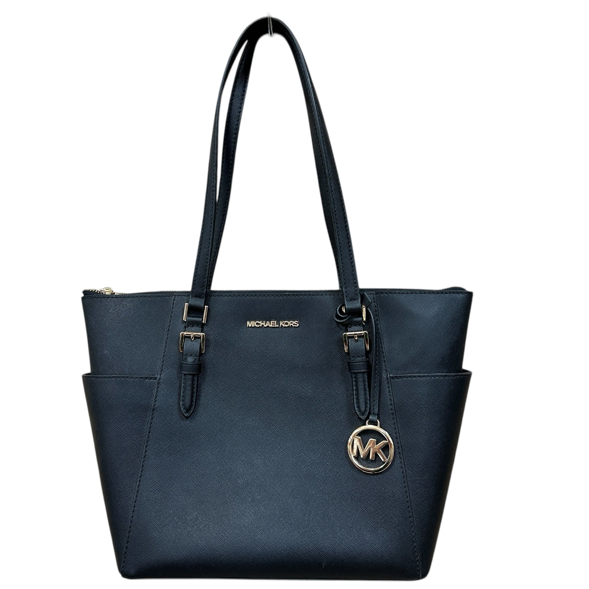 Michael Kors "Charlotte" Black Leather Tote Bag