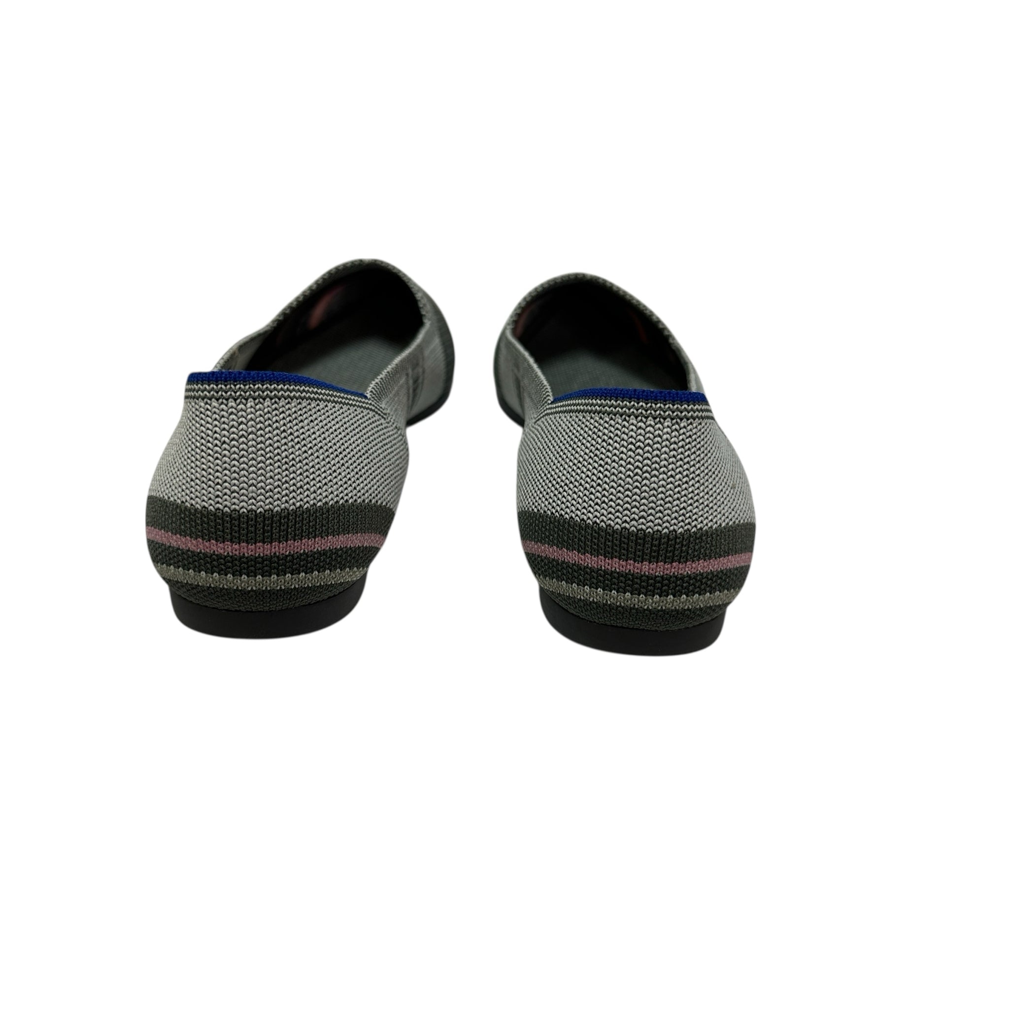 Rothy's The Point Inverse Gray & Pink Stripe Flats Size 8.5