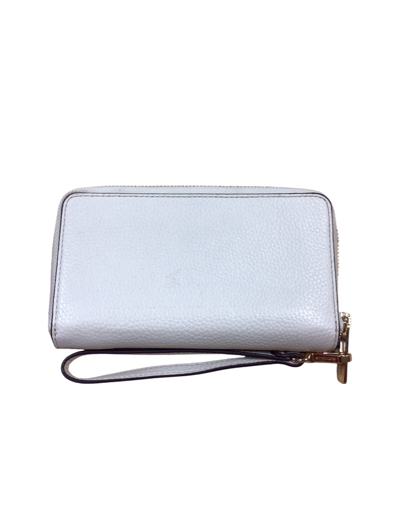 Michael Kors White Pebbled Leather Zip Around Wallet Wristlet