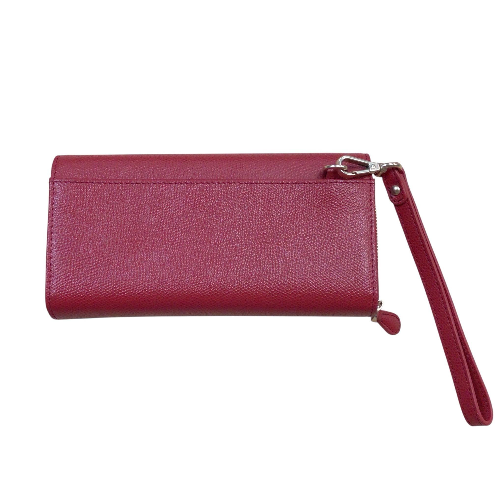 Valentino Red Pebbled Leather Wristlet Wallet